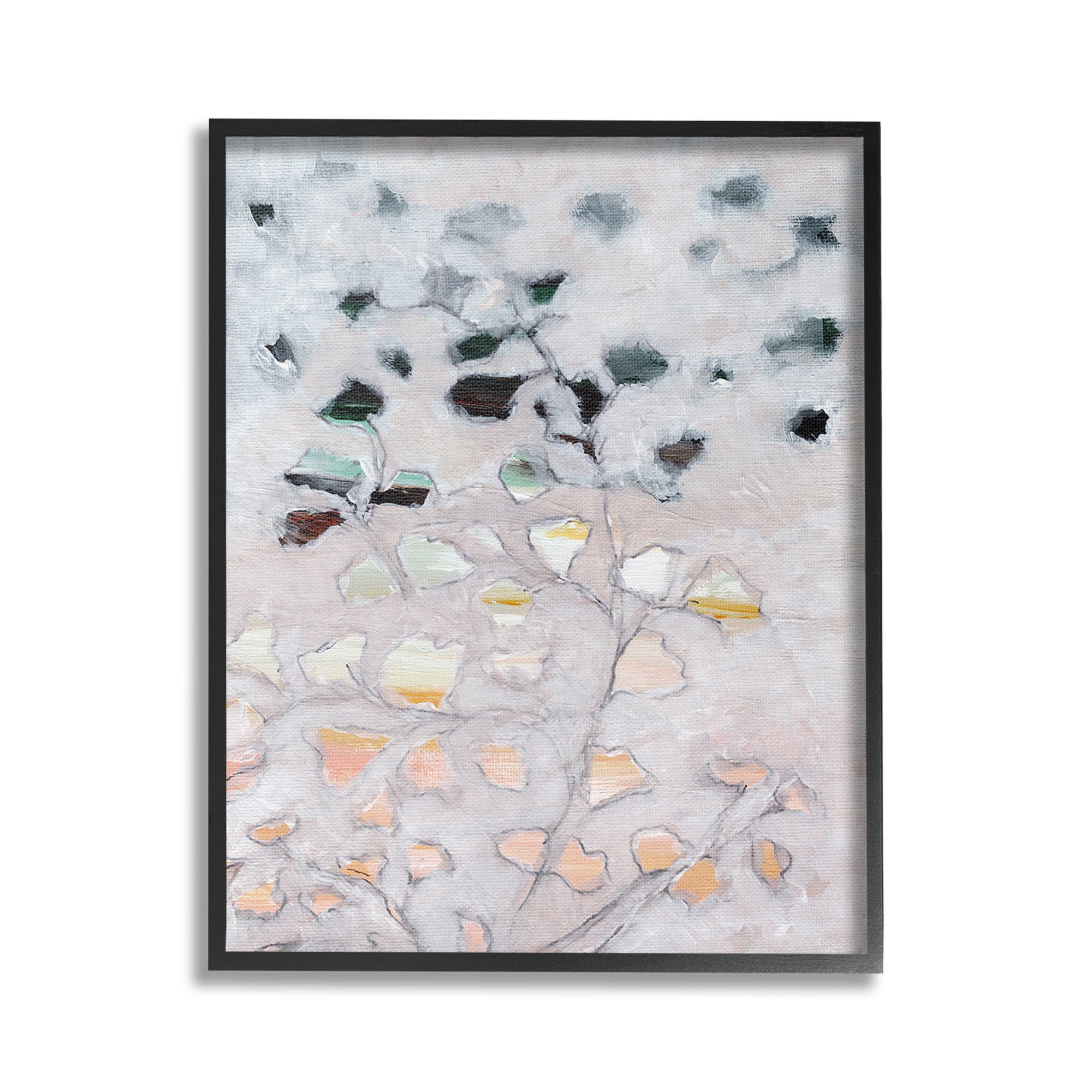Stupell Industries Pastel Ombre Plant Leaves Botanical & Floral Painting Black Framed Art Print Wall Art, 16 x 20