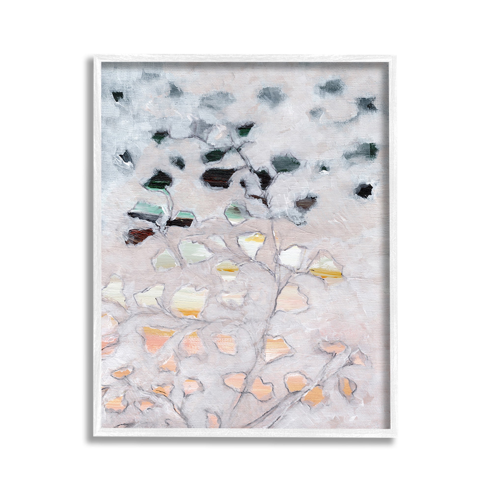 Stupell Industries Pastel Ombre Plant Leaves Botanical & Floral Painting White Framed Art Print Wall Art, 11 x 14