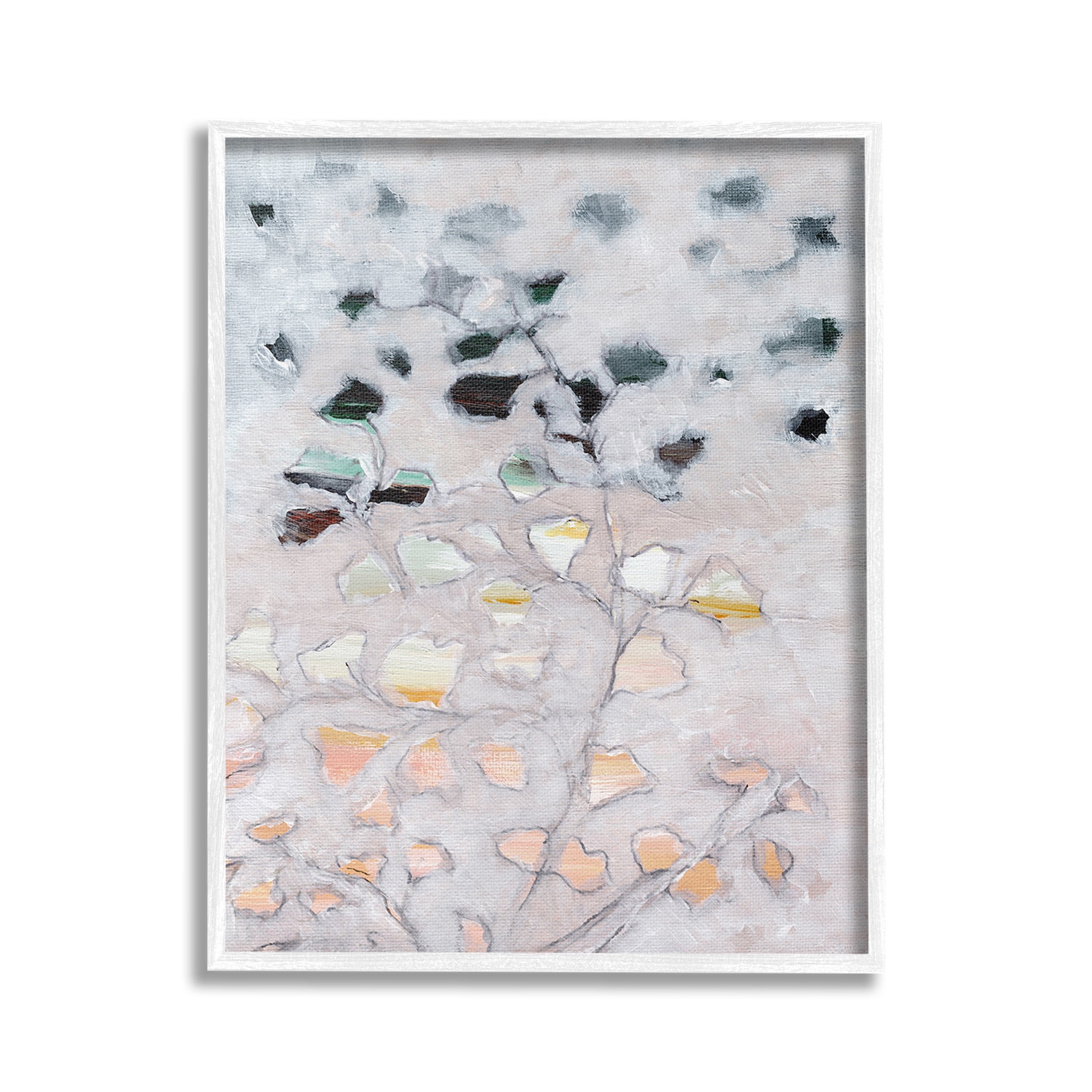 Stupell Industries Pastel Ombre Plant Leaves Botanical & Floral Painting White Framed Art Print Wall Art, 16 x 20