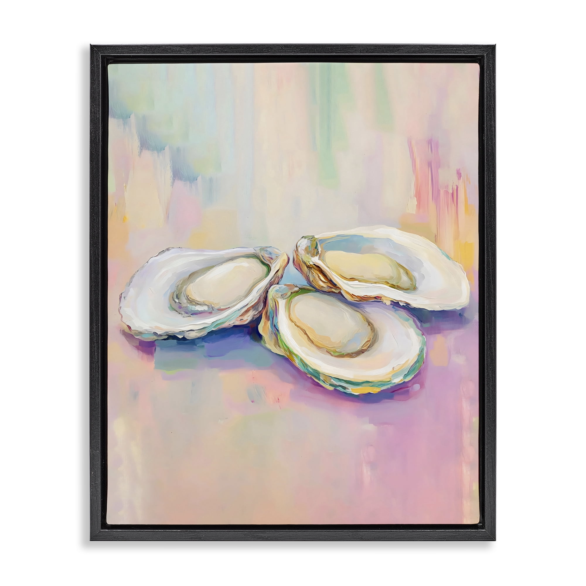 Stupell Industries Pastel Oysters Harmony Black Framed Floater Canvas Wall Art, design by The Prints Vibe