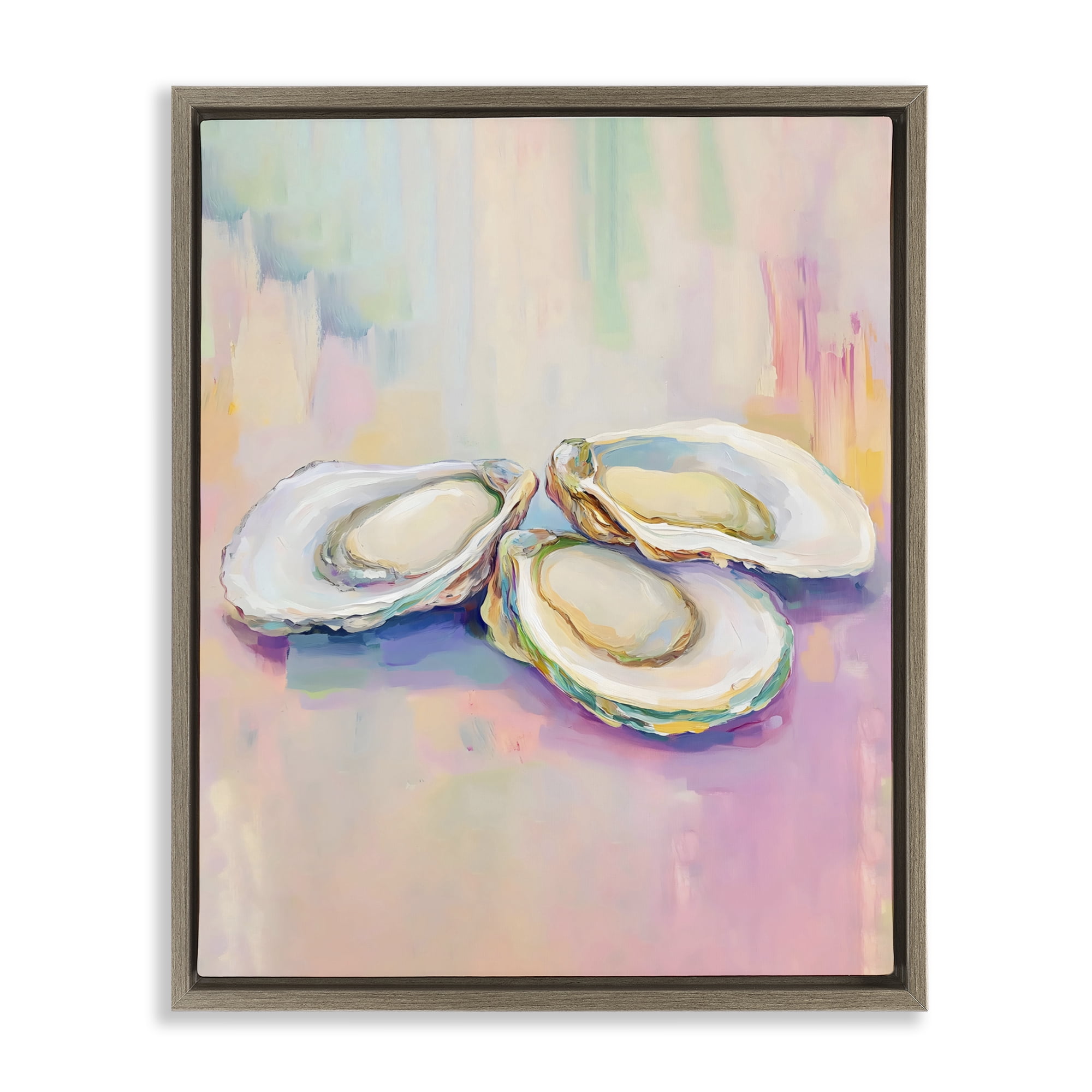 Stupell Industries Pastel Oysters Harmony Brown Framed Floater Canvas Wall Art, design by The Prints Vibe