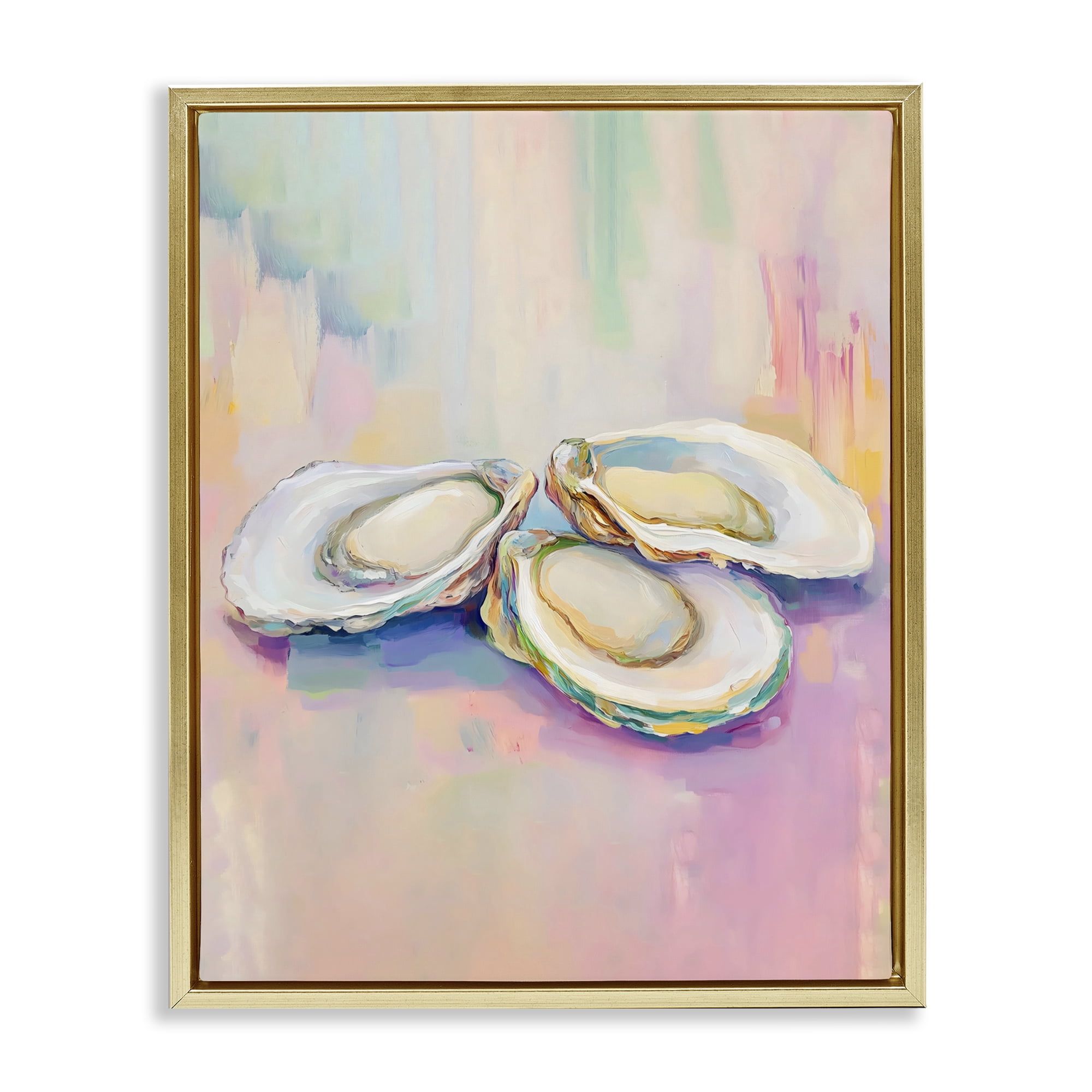 Stupell Industries Pastel Oysters Harmony Gold Framed Floater Canvas Wall Art, design by The Prints Vibe
