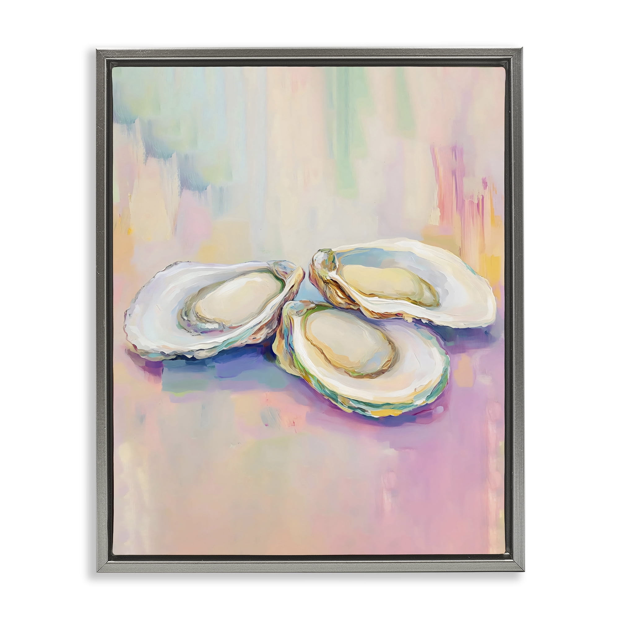 Stupell Industries Pastel Oysters Harmony Gray Framed Floater Canvas Wall Art, design by The Prints Vibe