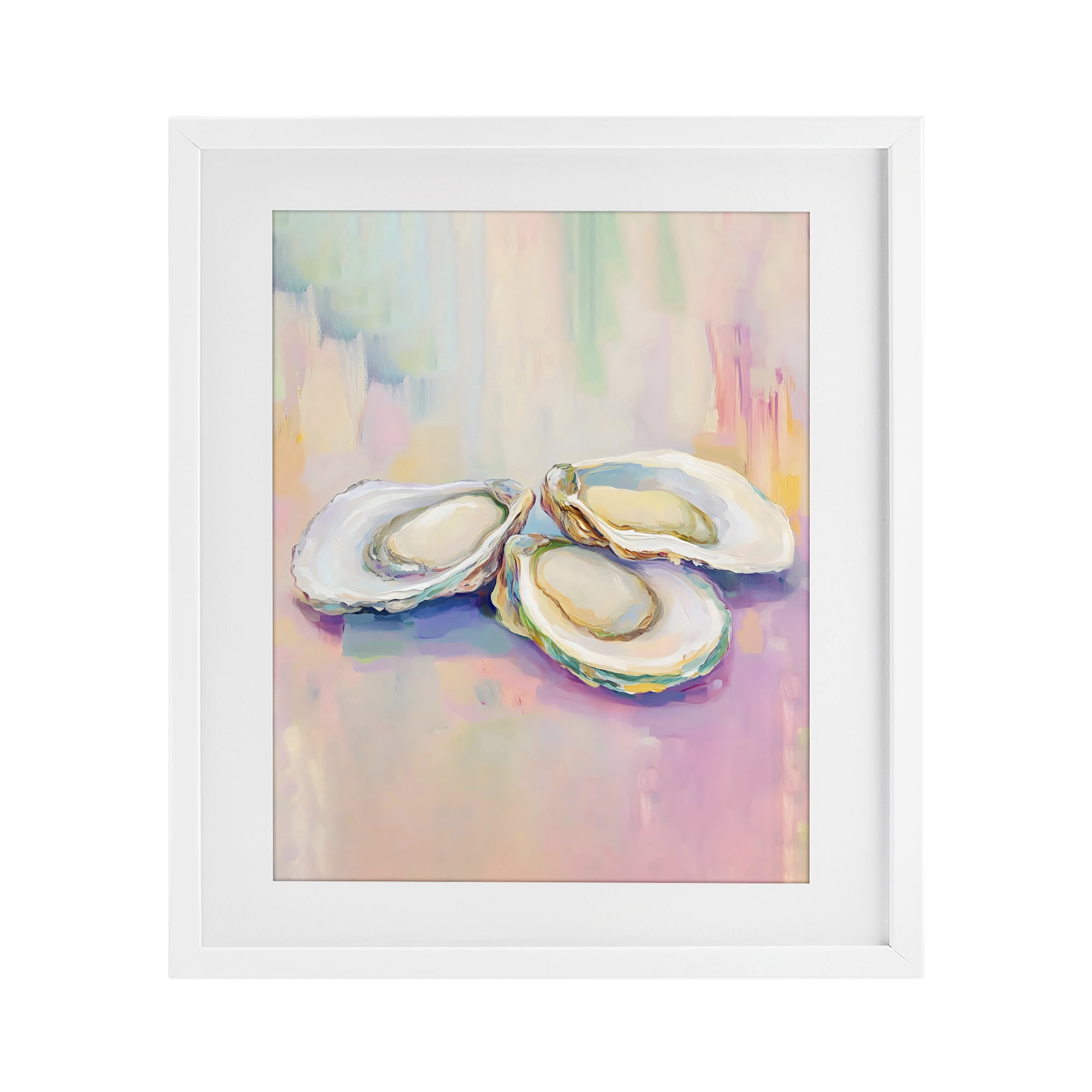 Stupell Industries Pastel Oysters Harmony White Framed Print Under Glass, design by The Prints Vibe