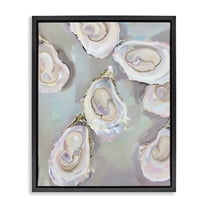 Stupell Industries Pastel Oysters Still Life Food & Beverage Painting Black Floater Framed Canvas Art Print Wall Art, 17 x 21