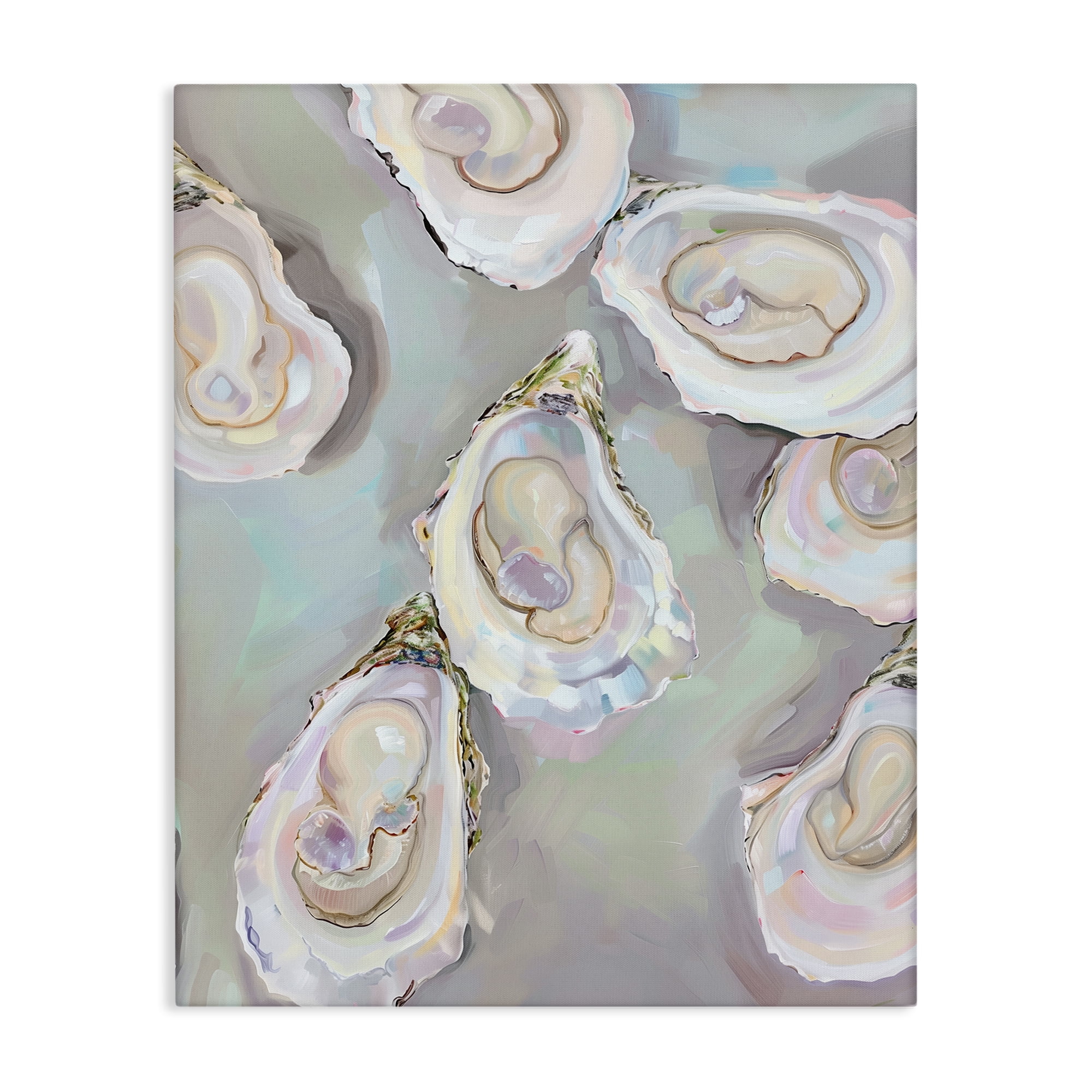 Stupell Industries Pastel Oysters Still Life Food & Beverage Painting Wrapped Canvas Art Print Wall Art, 36 x 48