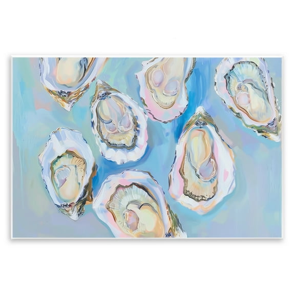 Stupell Industries Pastel Oysters on Blue Animals Painting Unframed Art Print Wall Art, 15 x 10