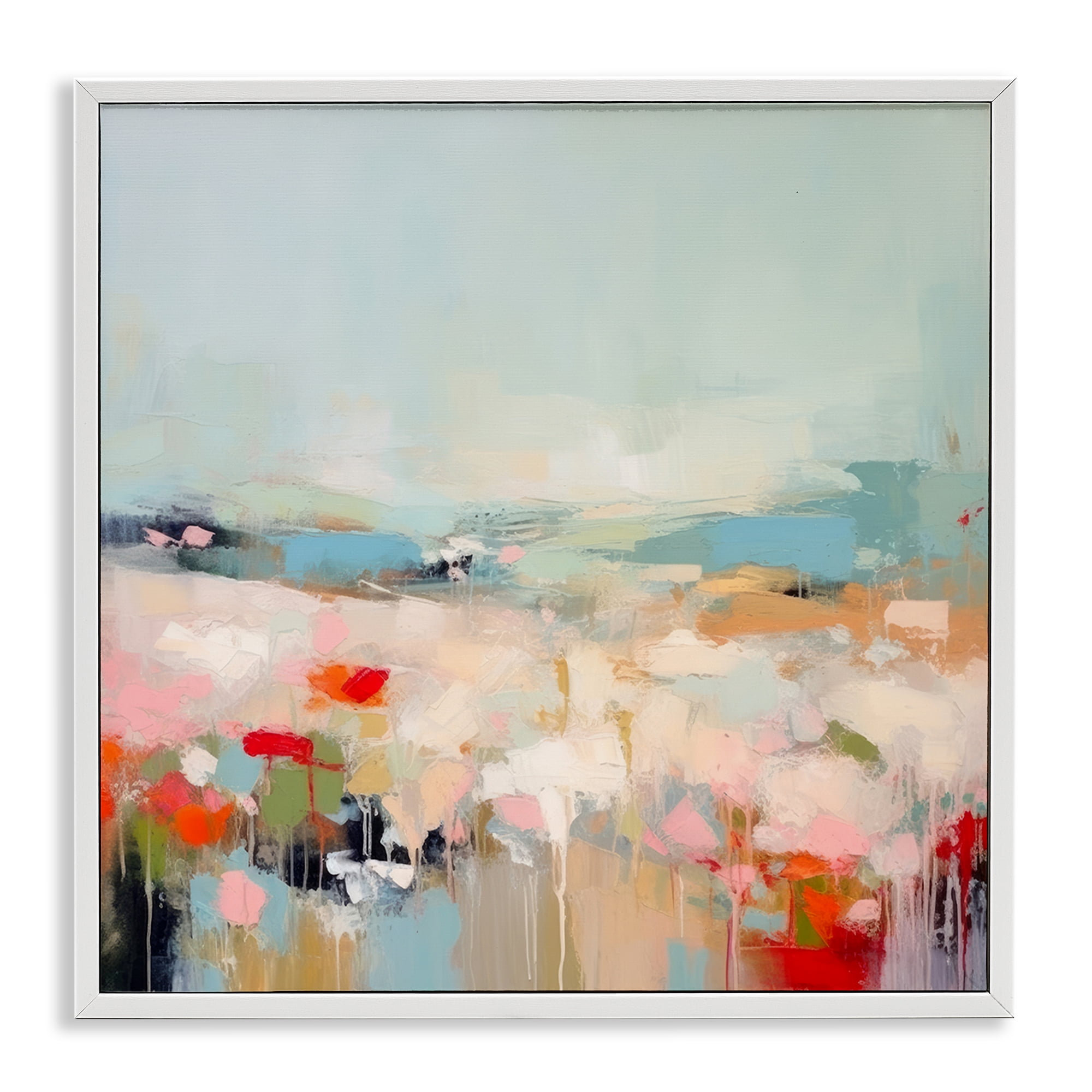 Stupell Industries Pastel Paint Drip Scene Abstract Painting White Framed Art Print Wall Art, 12 x 12