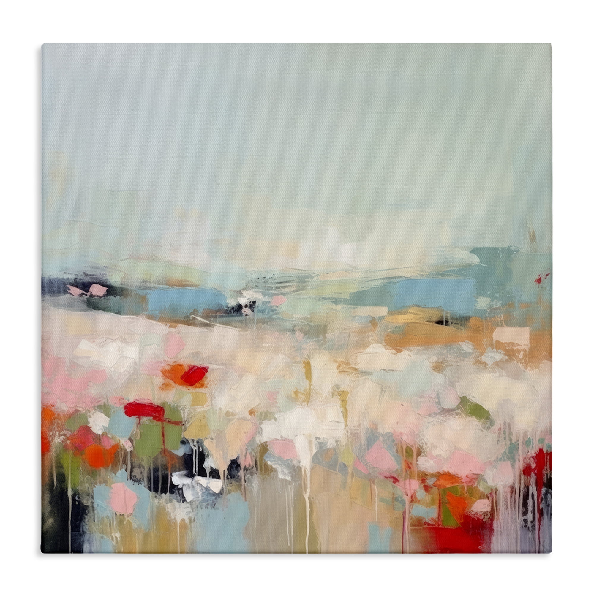 Stupell Industries Pastel Paint Drip Scene Abstract Painting Wrapped Canvas Art Print Wall Art, 24 x 24