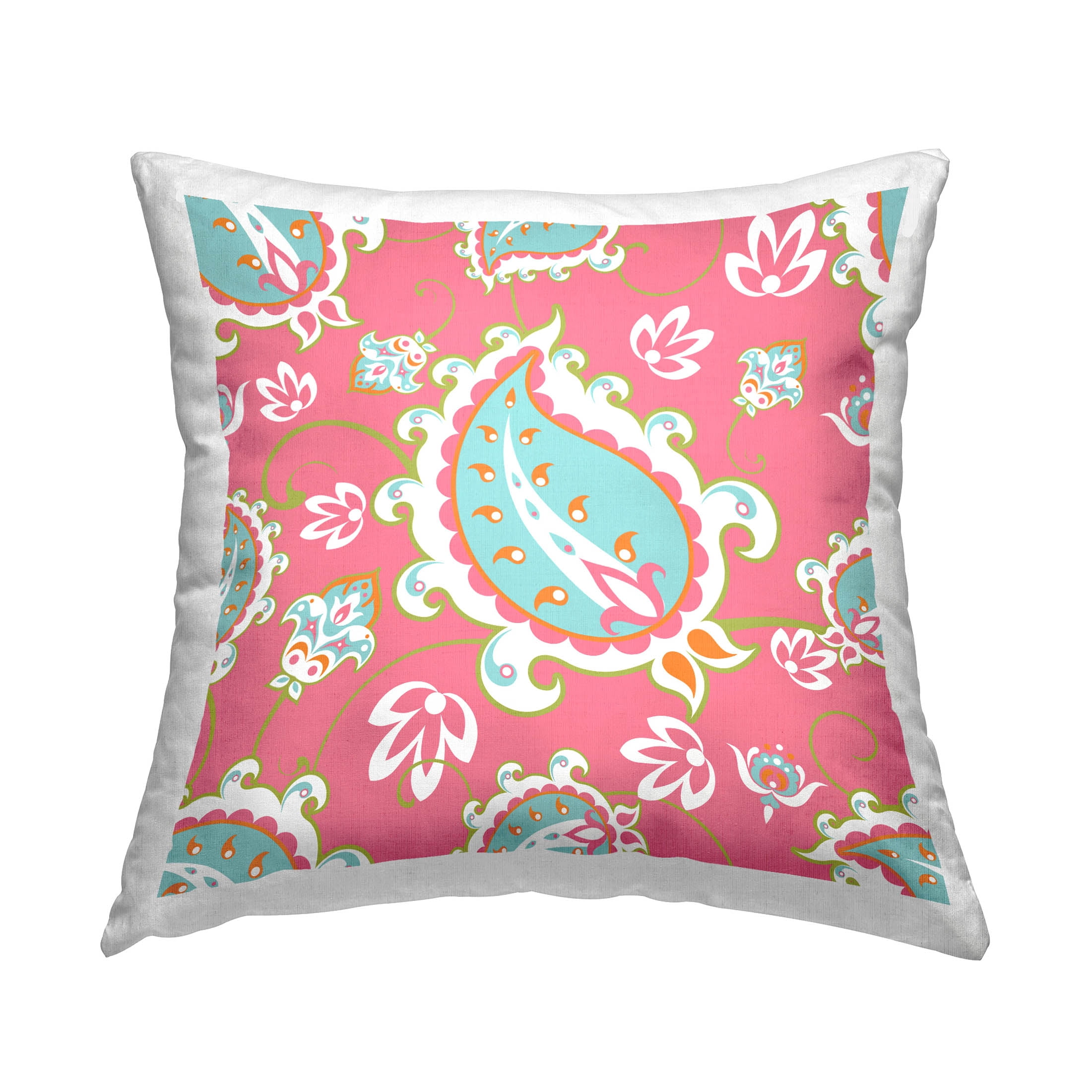 Stupell Industries Pastel Paisley Floral Pattern Printed Throw Pillow Design by George Tygert