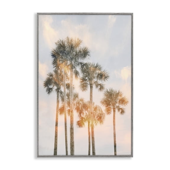 Stupell Industries Pastel Palm Reflections Gray Framed Giclee Art design by Natalie Carpentieri, 18 x 12
