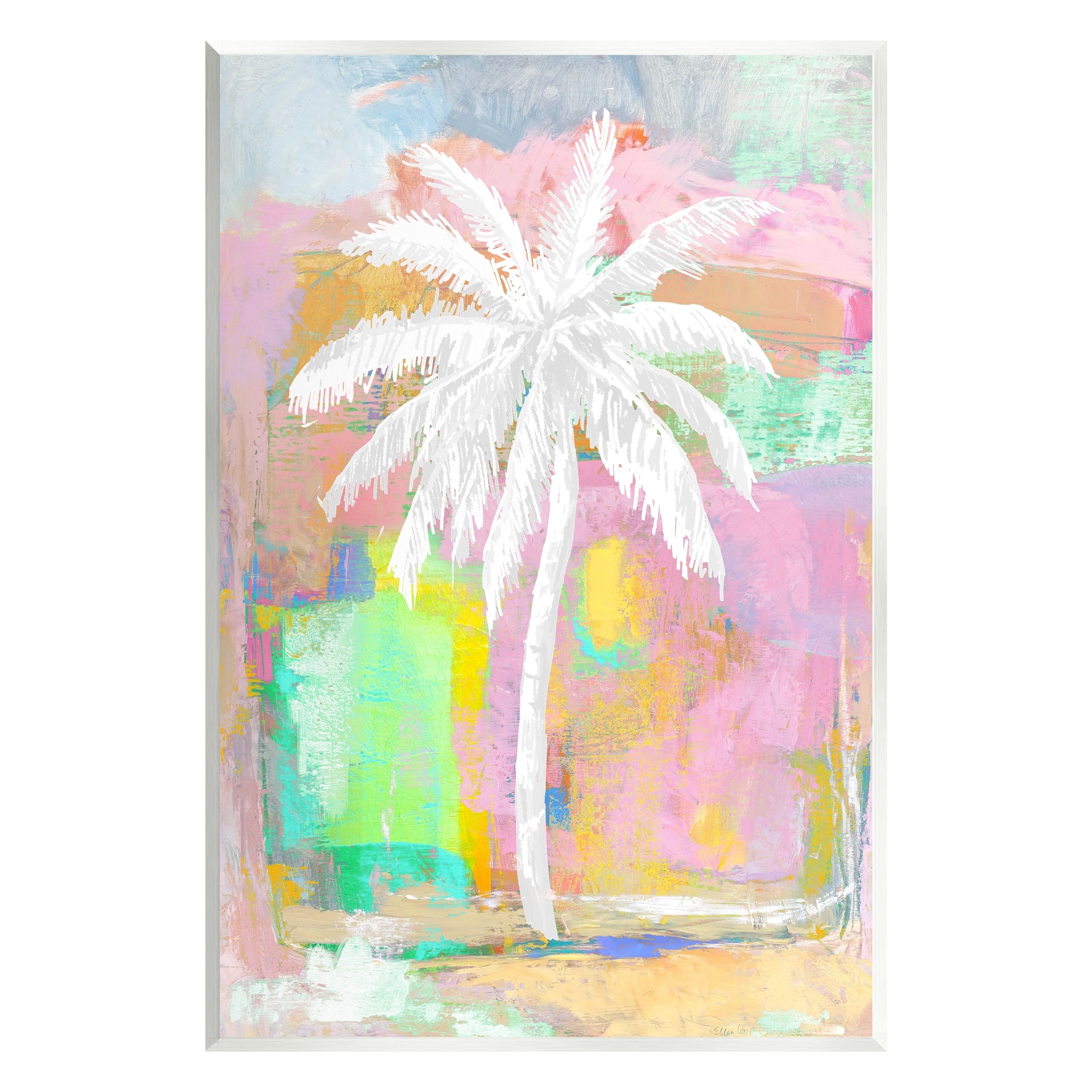 Stupell Industries Pastel Palm Tree Tropical Layered Brush Strokes Painting Unframed Art Print Wall Art, Design by Kristen Dew