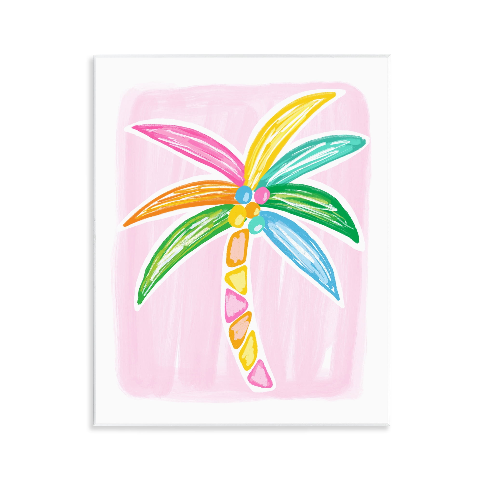 Stupell Industries Pastel Palm on Pink Botanical & Floral Painting Unframed Art Print Wall Art, 11 x 14