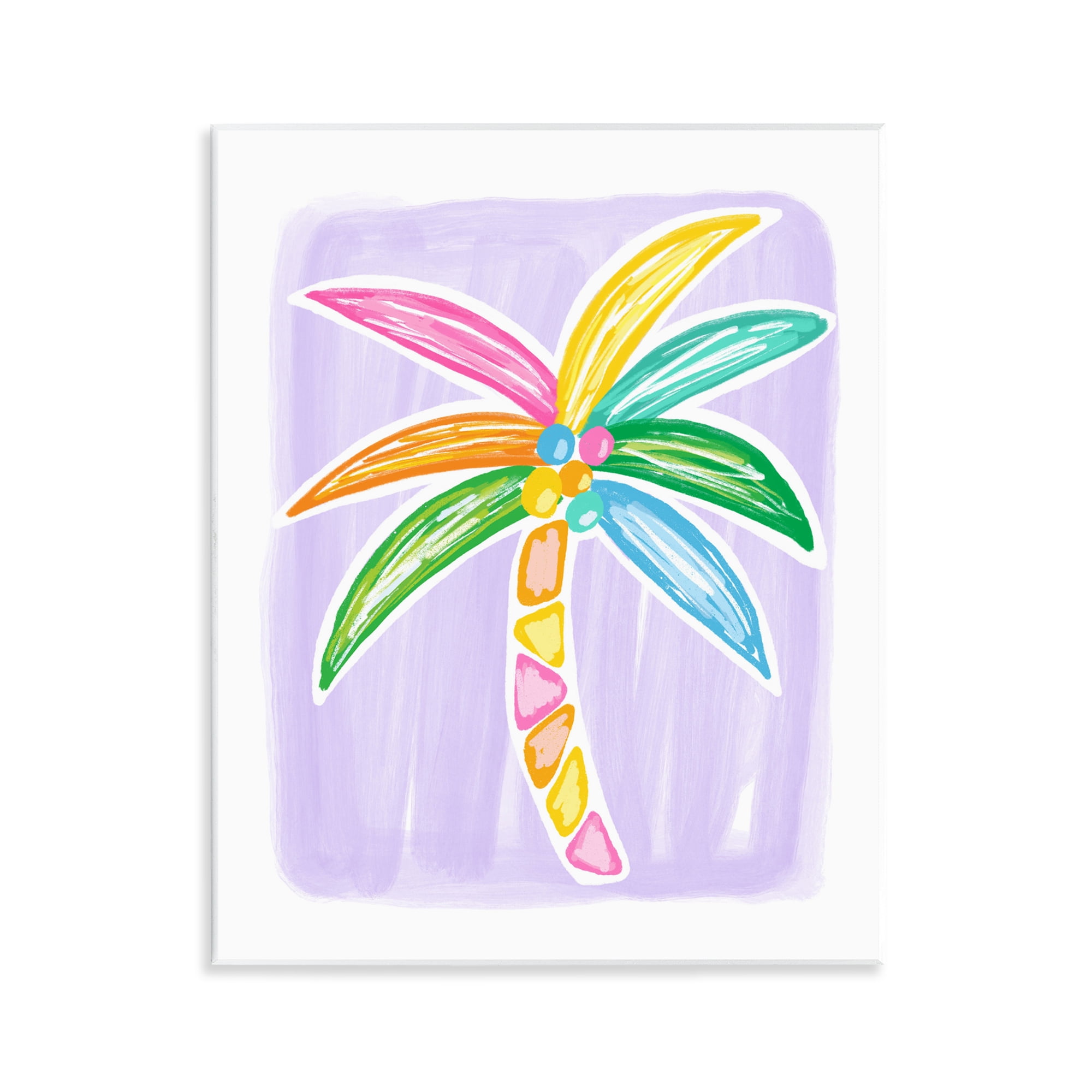 Stupell Industries Pastel Palm on Purple Botanical & Floral Painting Unframed Art Print Wall Art, 11 x 14