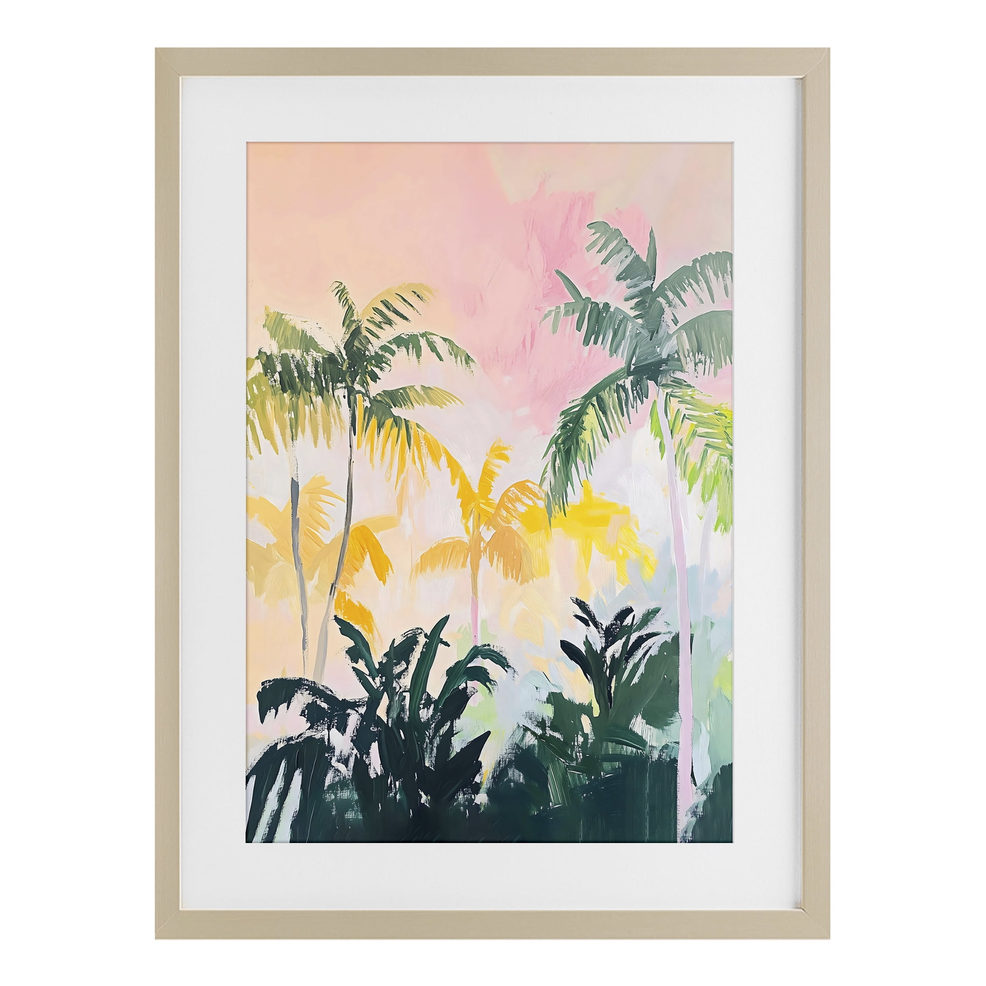 Stupell Industries Pastel Palms in Morning Glow Birch Framed Print Under Glass, design by The Prints Vibe