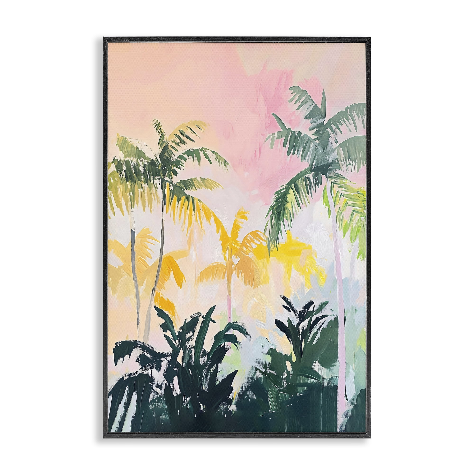 Stupell Industries Pastel Palms in Morning Glow Black Framed Giclee Art, design by The Prints Vibe