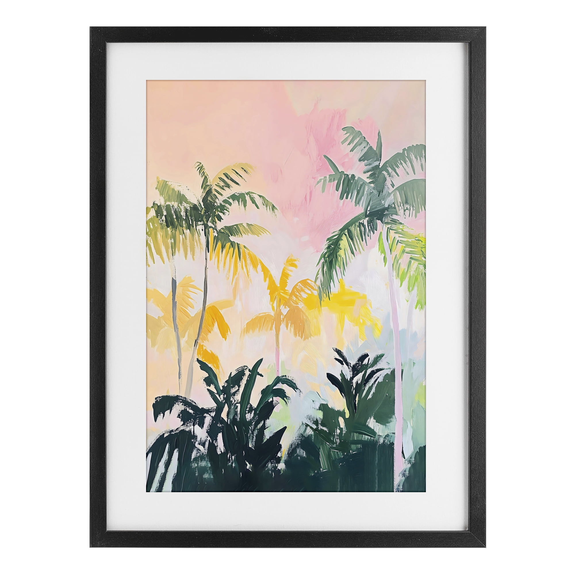 Stupell Industries Pastel Palms in Morning Glow Black Framed Print Under Glass, design by The Prints Vibe