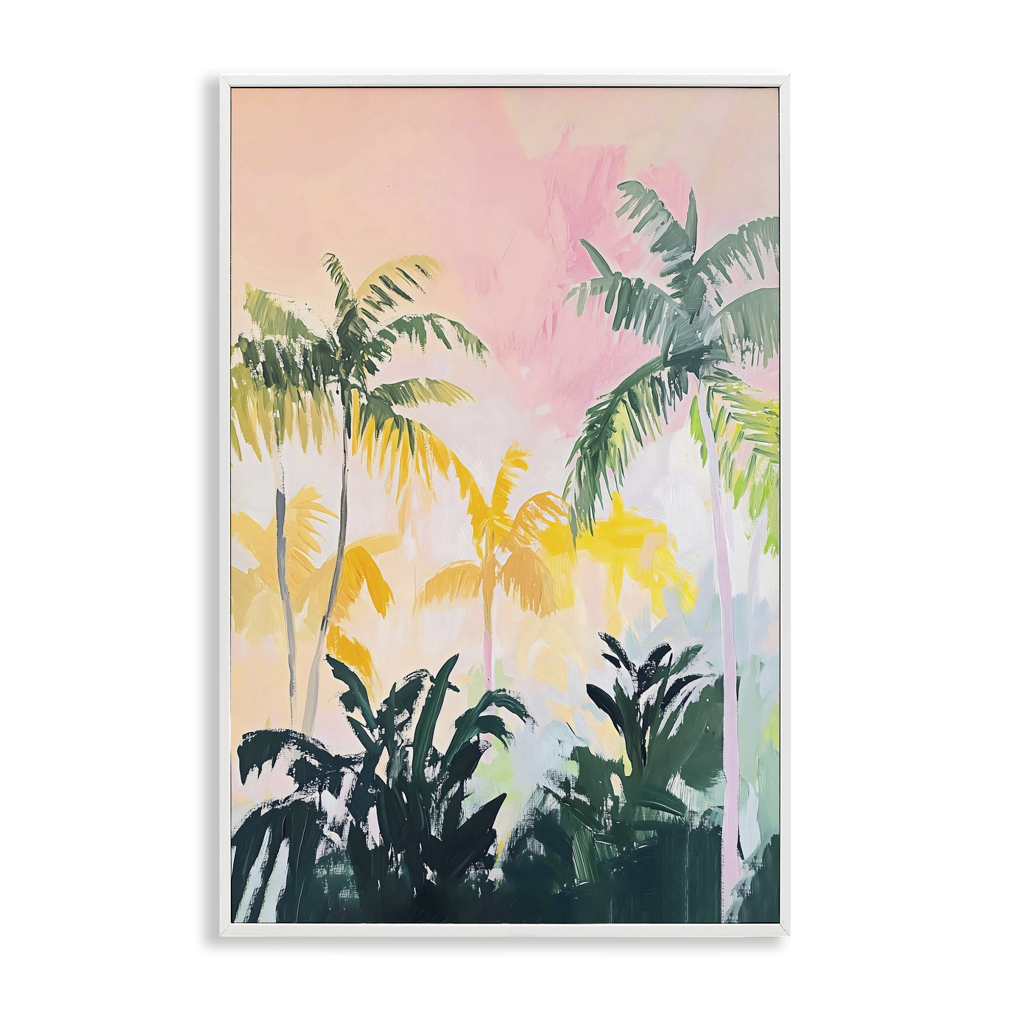 Stupell Industries Pastel Palms in Morning Glow White Framed Giclee Art, design by The Prints Vibe