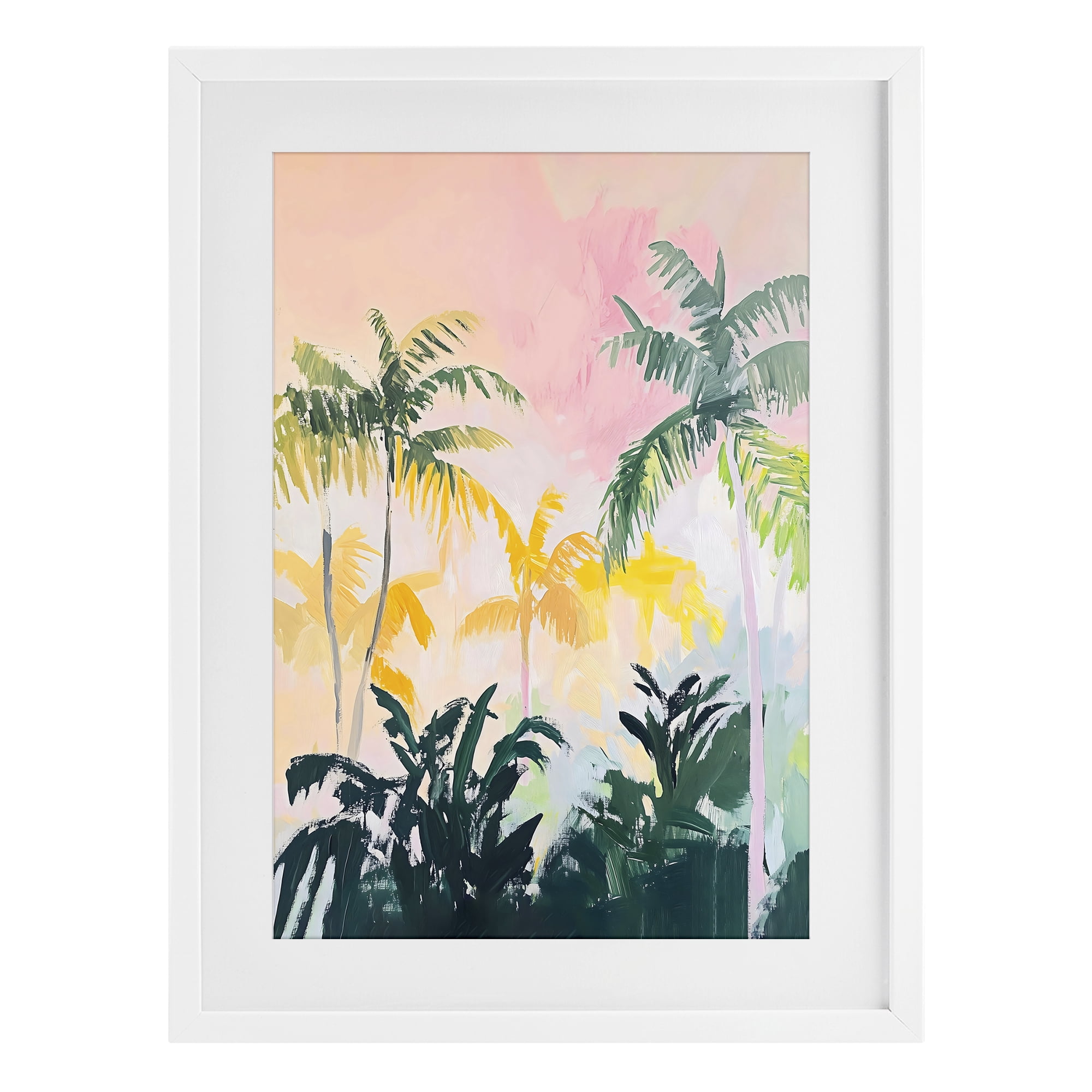 Stupell Industries Pastel Palms in Morning Glow White Framed Print Under Glass, design by The Prints Vibe