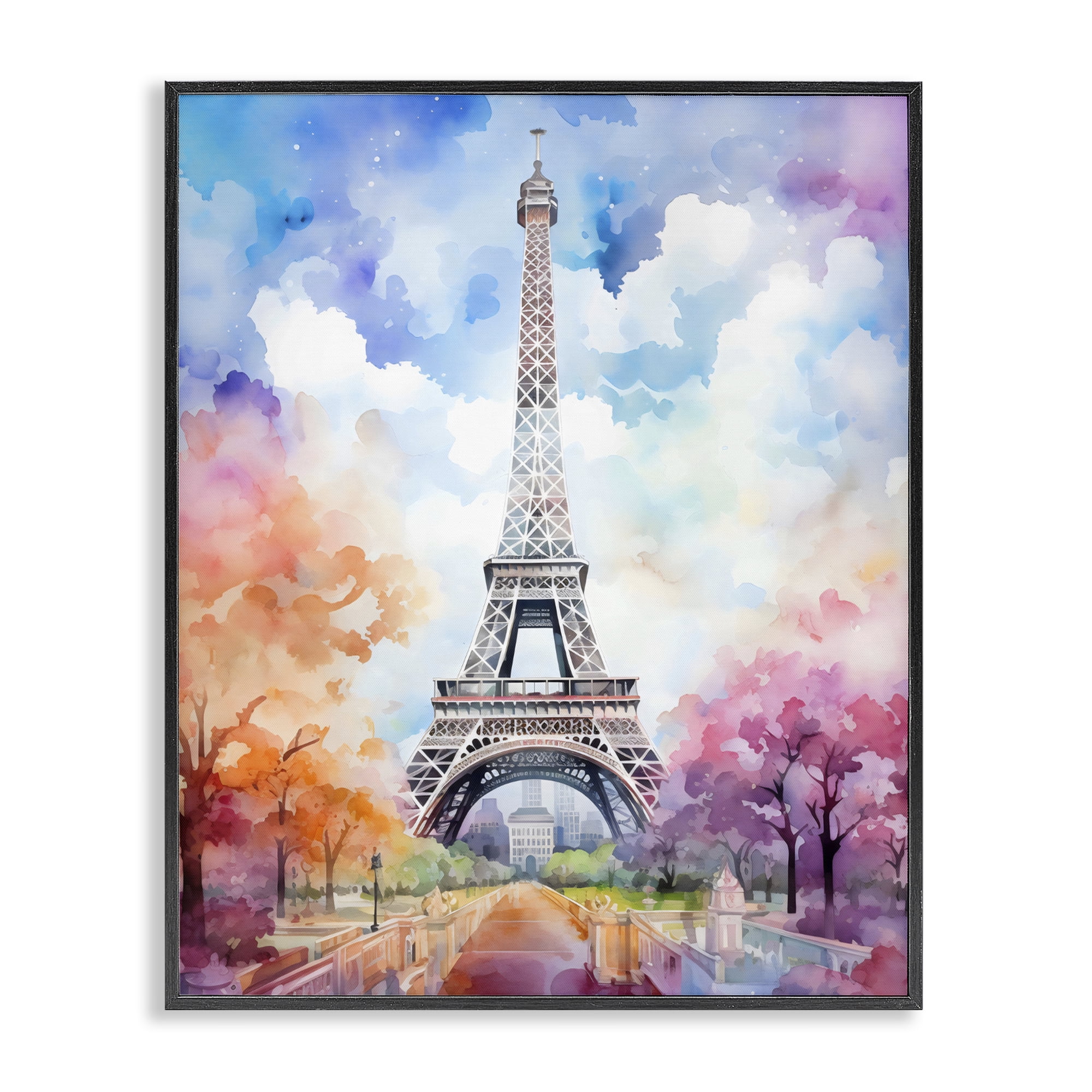 Stupell Industries Pastel Paris Springtime Tower Black Framed Giclee Art, design by Creative Studio