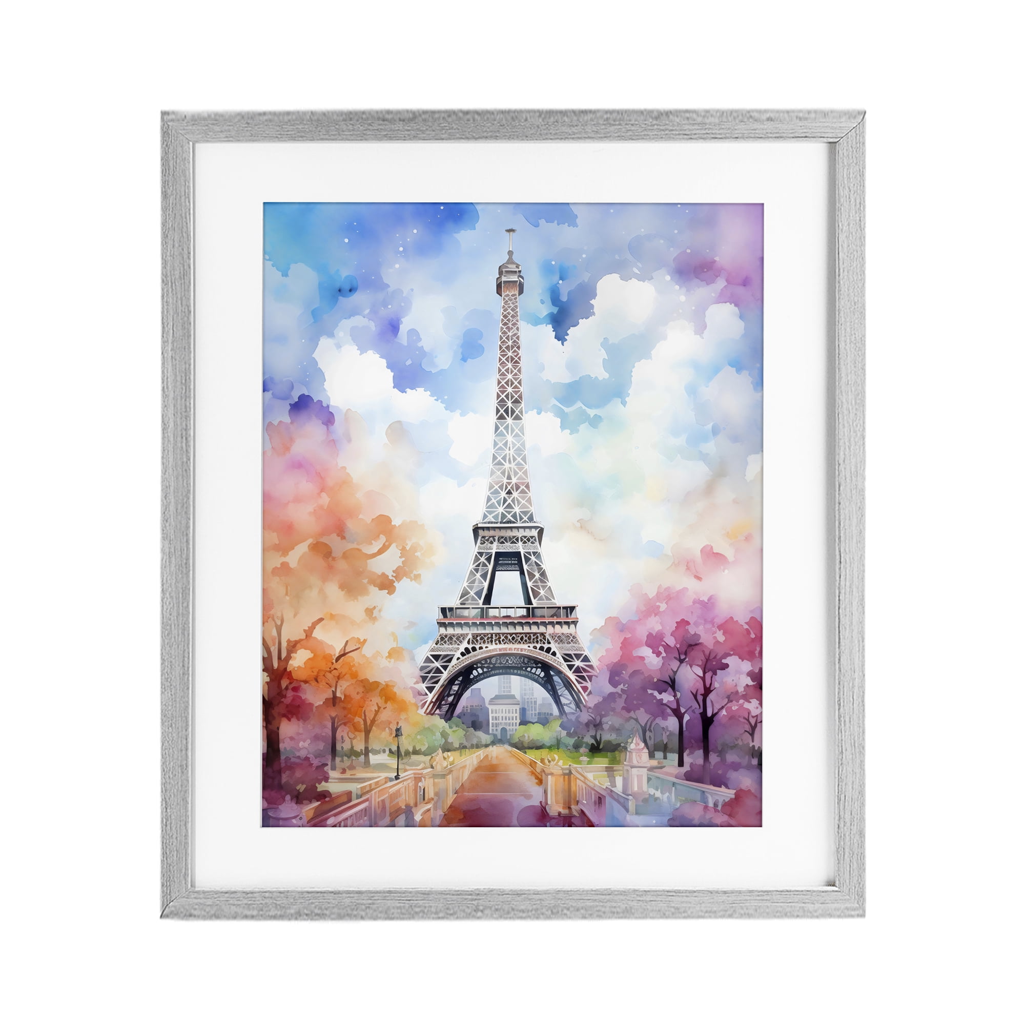 Stupell Industries Pastel Paris Springtime Tower Gray Framed Print Under Glass, design by Creative Studio