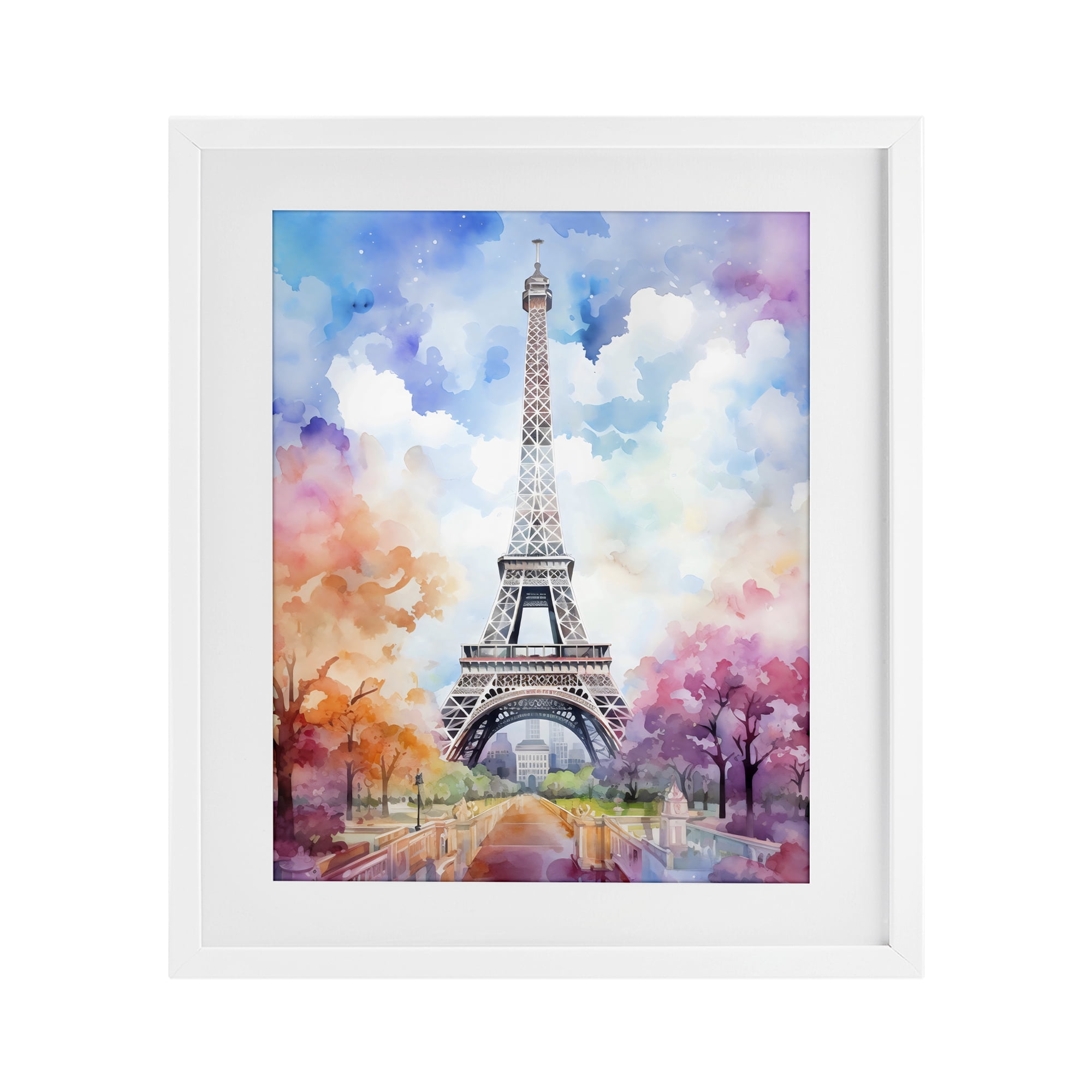 Stupell Industries Pastel Paris Springtime Tower White Framed Print Under Glass, design by Creative Studio