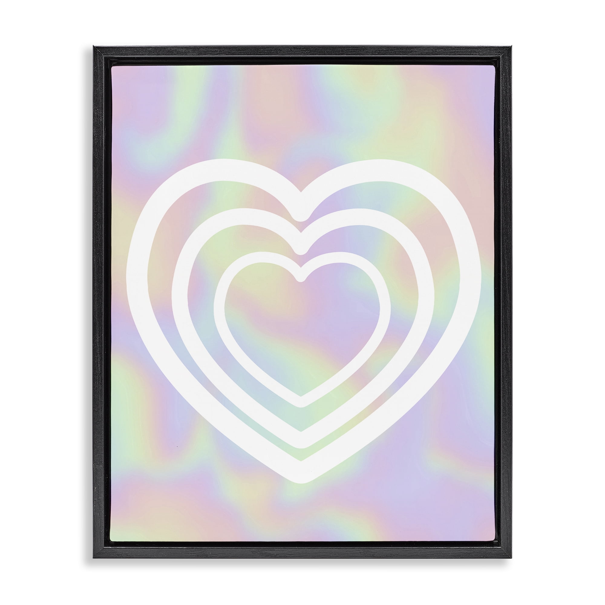 Stupell Industries Pastel Pattern with Hearts Abstract Painting Black Floater Framed Canvas Art Print Wall Art, 17 x 21