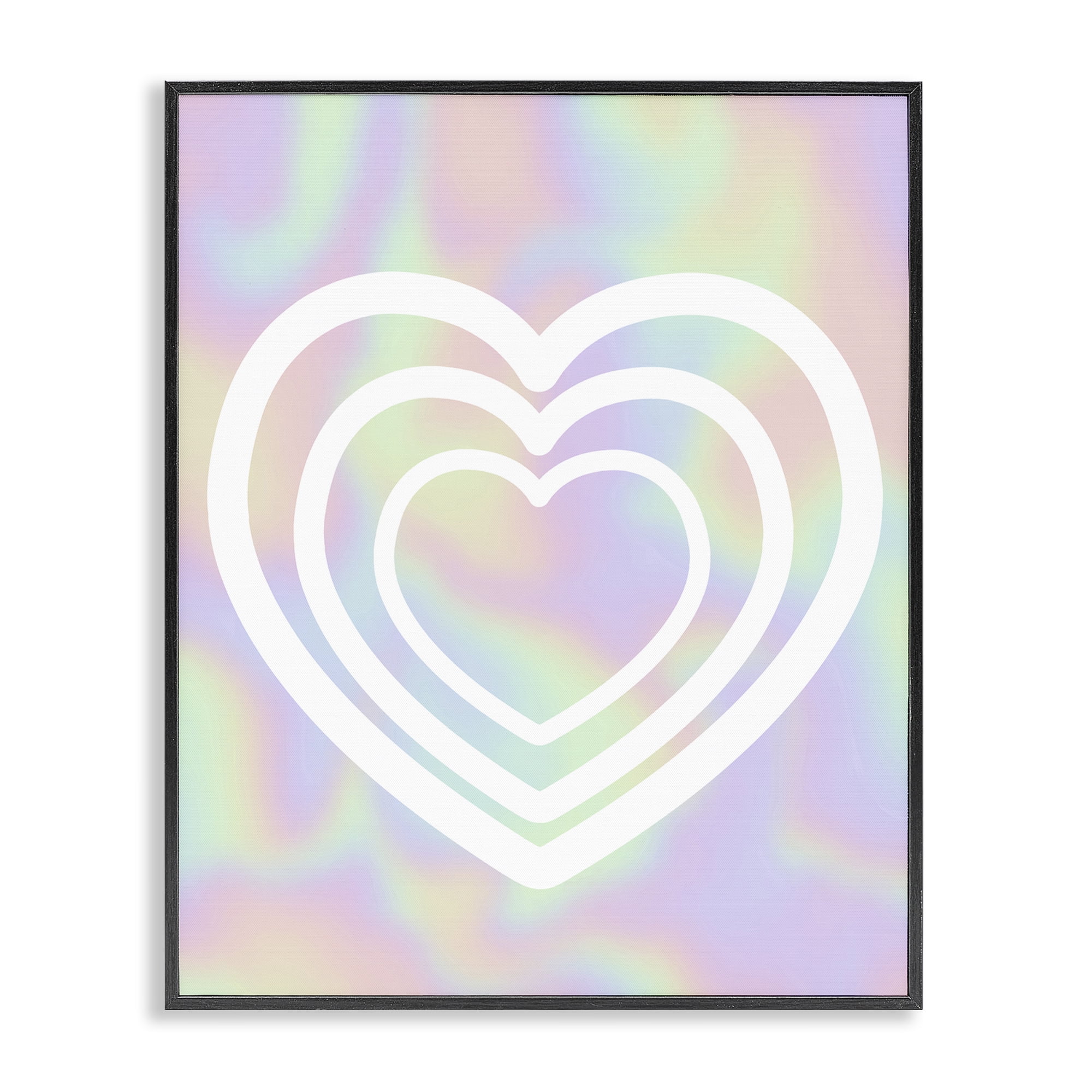 Stupell Industries Pastel Pattern with Hearts Abstract Painting Black Framed Art Print Wall Art, 16 x 20