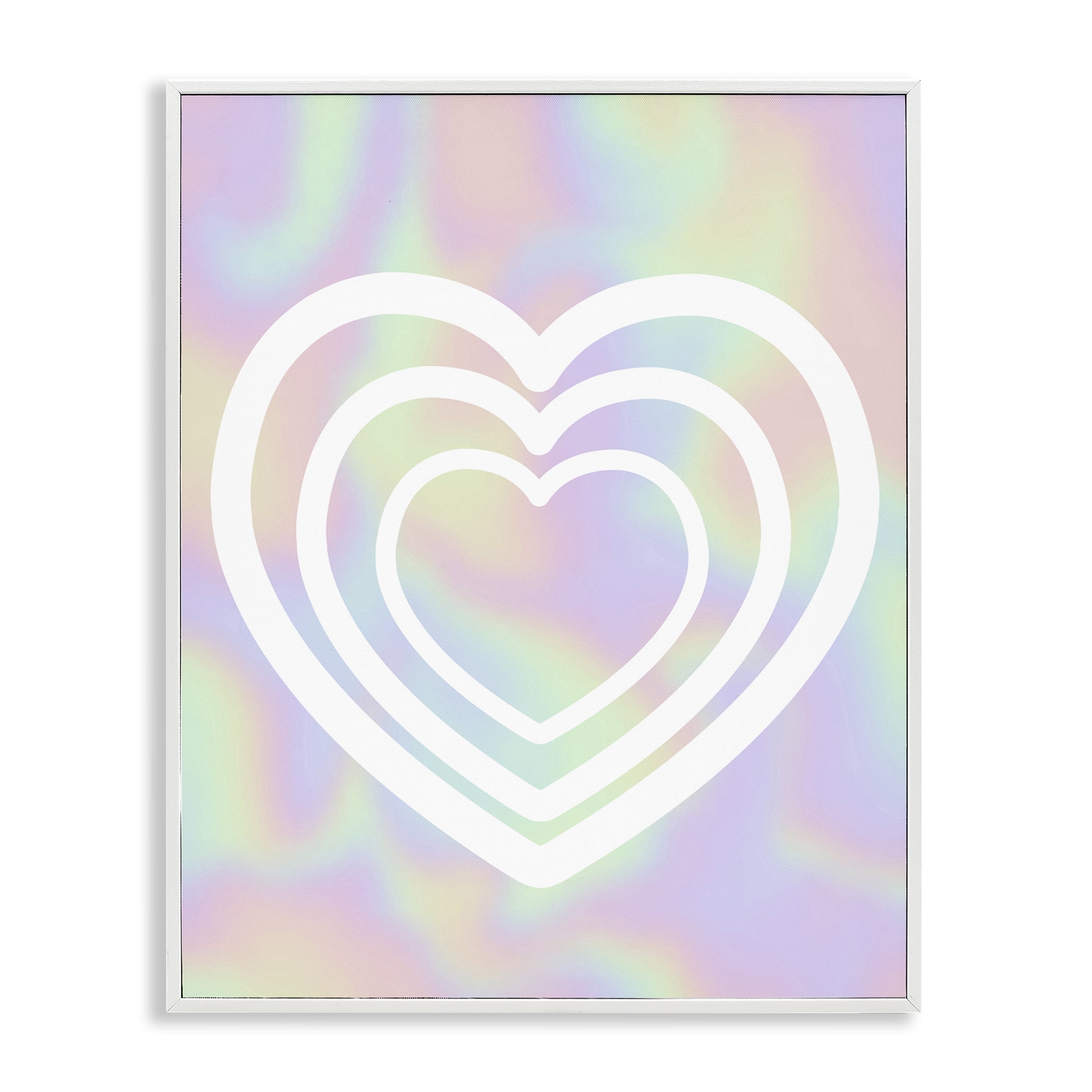 Stupell Industries Pastel Pattern with Hearts Abstract Painting White Framed Art Print Wall Art, 16 x 20