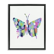 Stupell Industries Pastel Patterned Butterfly Animals & Insects Painting Black Floater Framed Art Print Wall Art, 17 x 21