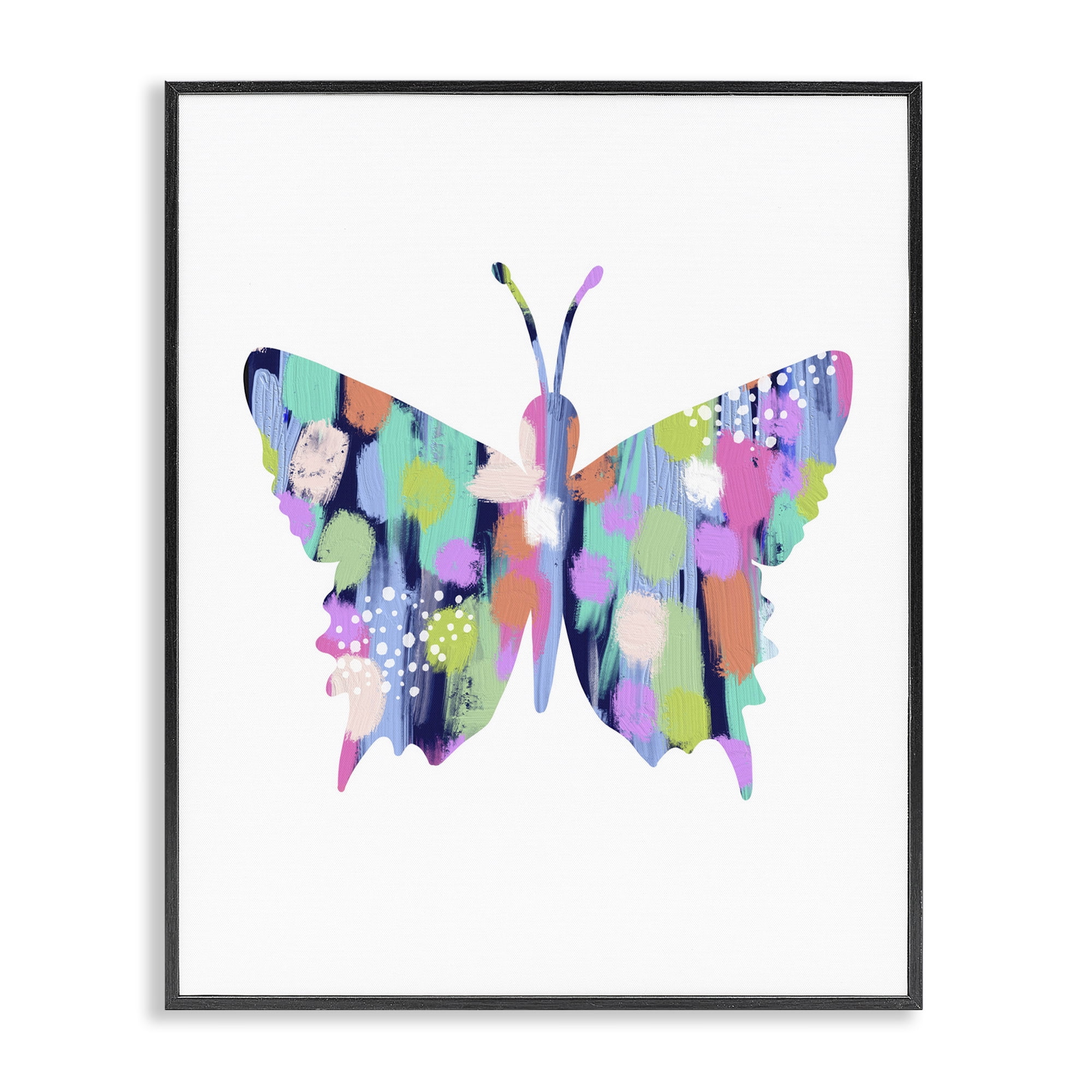 Stupell Industries Pastel Patterned Butterfly Animals & Insects Painting Black Framed Art Print Wall Art, 24 x 30