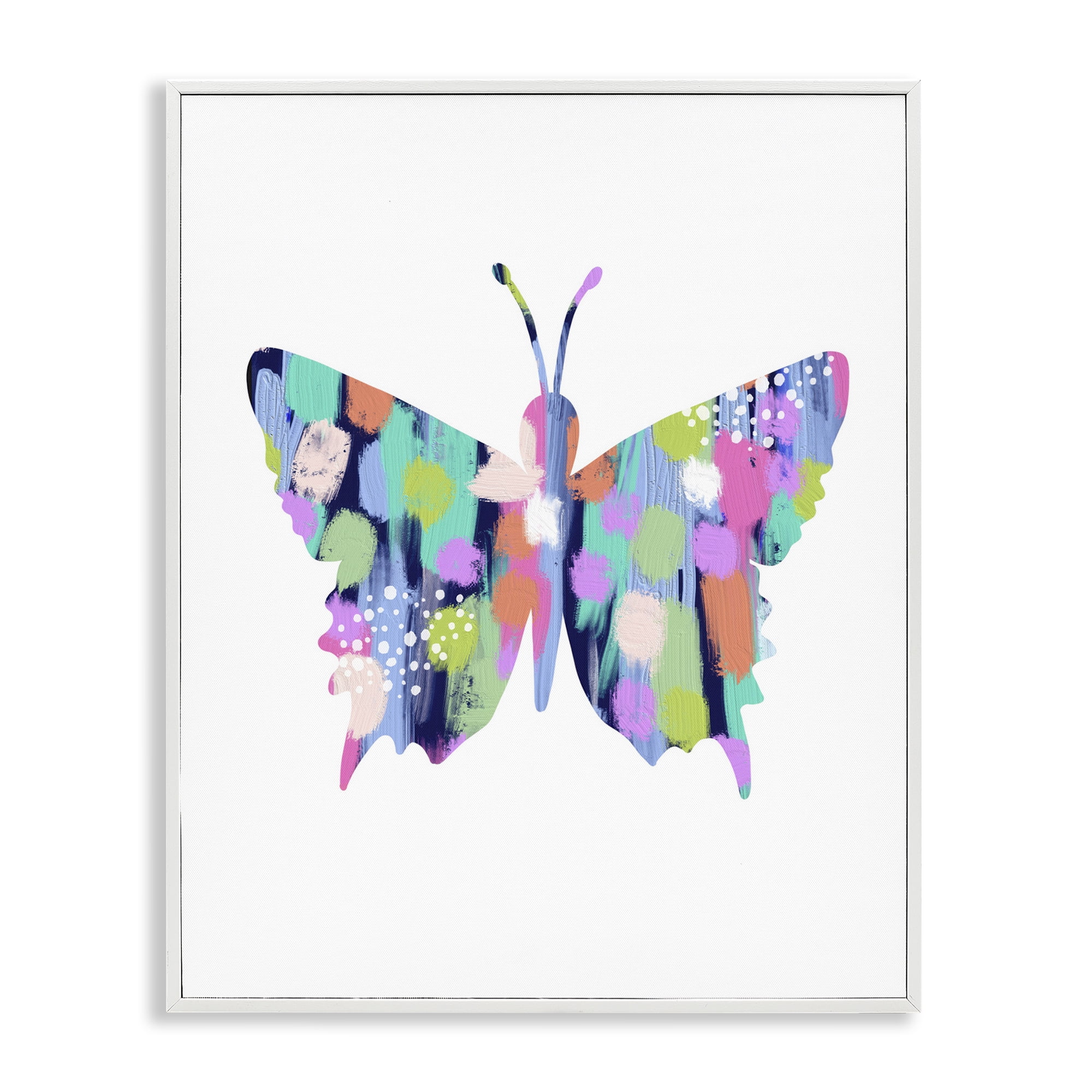 Stupell Industries Pastel Patterned Butterfly Animals & Insects Painting White Framed Art Print Wall Art, 24 x 30