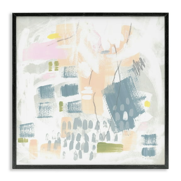 Stupell Industries Pastel Patterned Expression Abstract Painting Black Framed Art Print Wall Art, 12 x 12