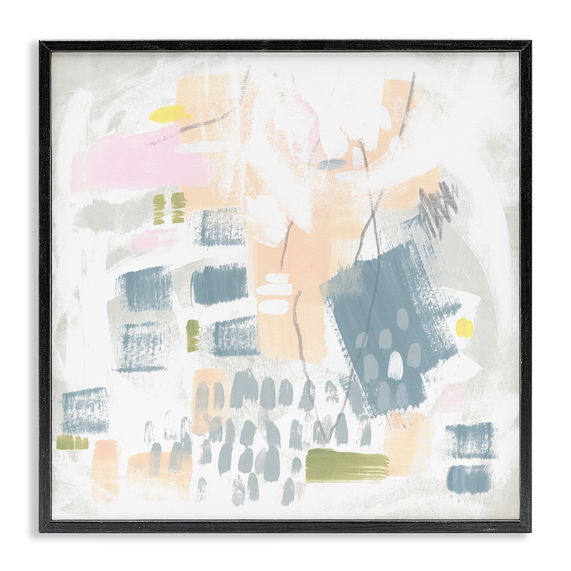 Stupell Industries Pastel Patterned Expression Abstract Painting Black Framed Art Print Wall Art, 17 x 17