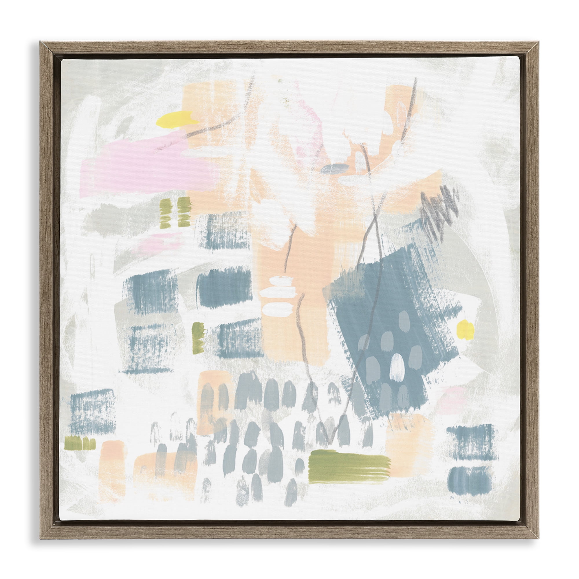 Stupell Industries Pastel Patterned Expression Abstract Painting Brown Floater Framed Canvas Art Print Wall Art, 18 x 18