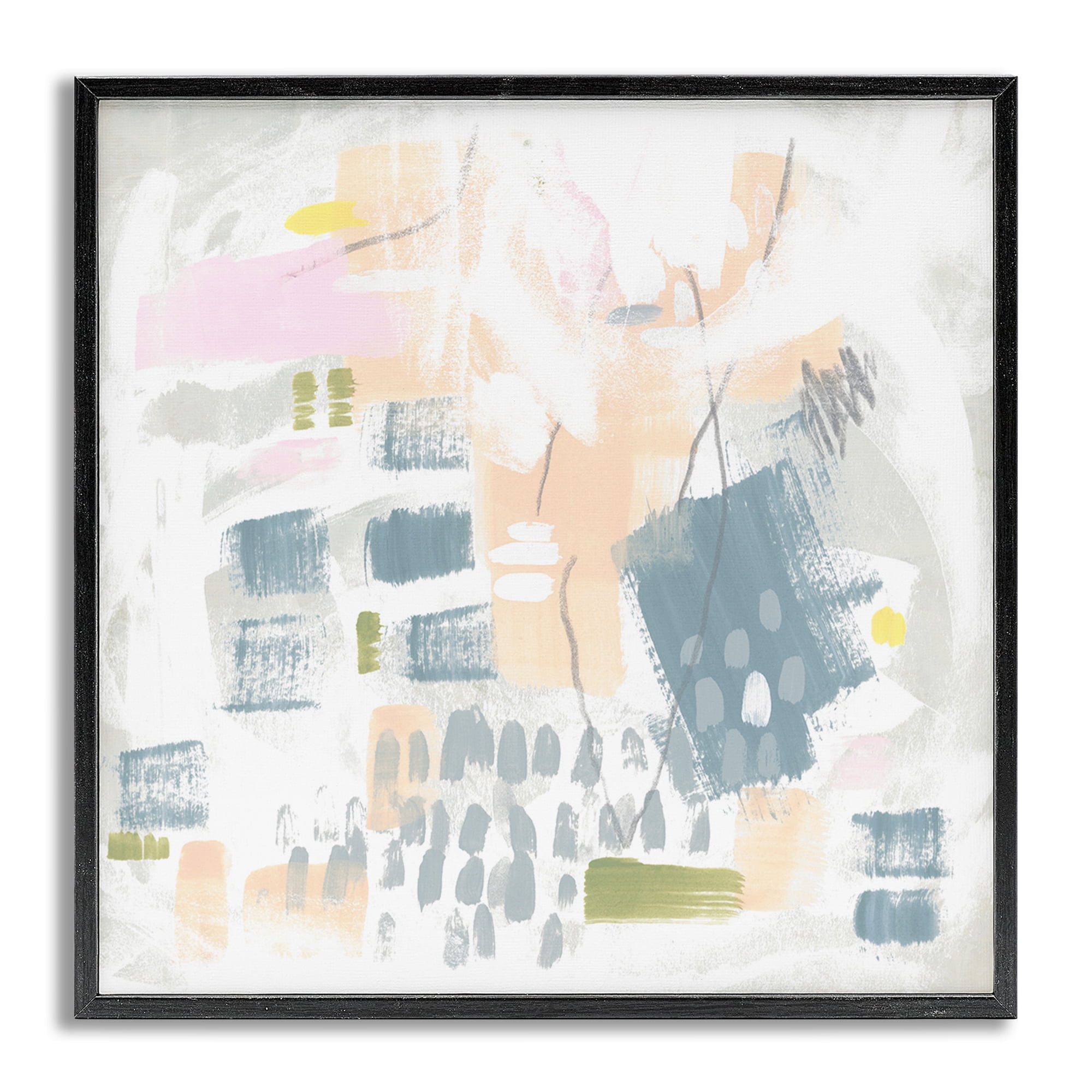Stupell Industries Pastel Patterned Expression Abstract Painting Gray Framed Art Print Wall Art, 12 x 12