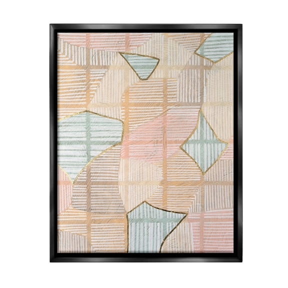 Stupell Industries Pastel Patterned Shapes Abstract Painting Black Floater Framed Canvas Art Print Wall Art, 17 x 21