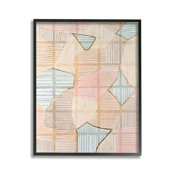 Stupell Industries Pastel Patterned Shapes Abstract Painting Black Framed Art Print Wall Art, 11 x 14