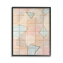 Stupell Industries Pastel Patterned Shapes Abstract Painting Black Framed Art Print Wall Art, 11 x 14