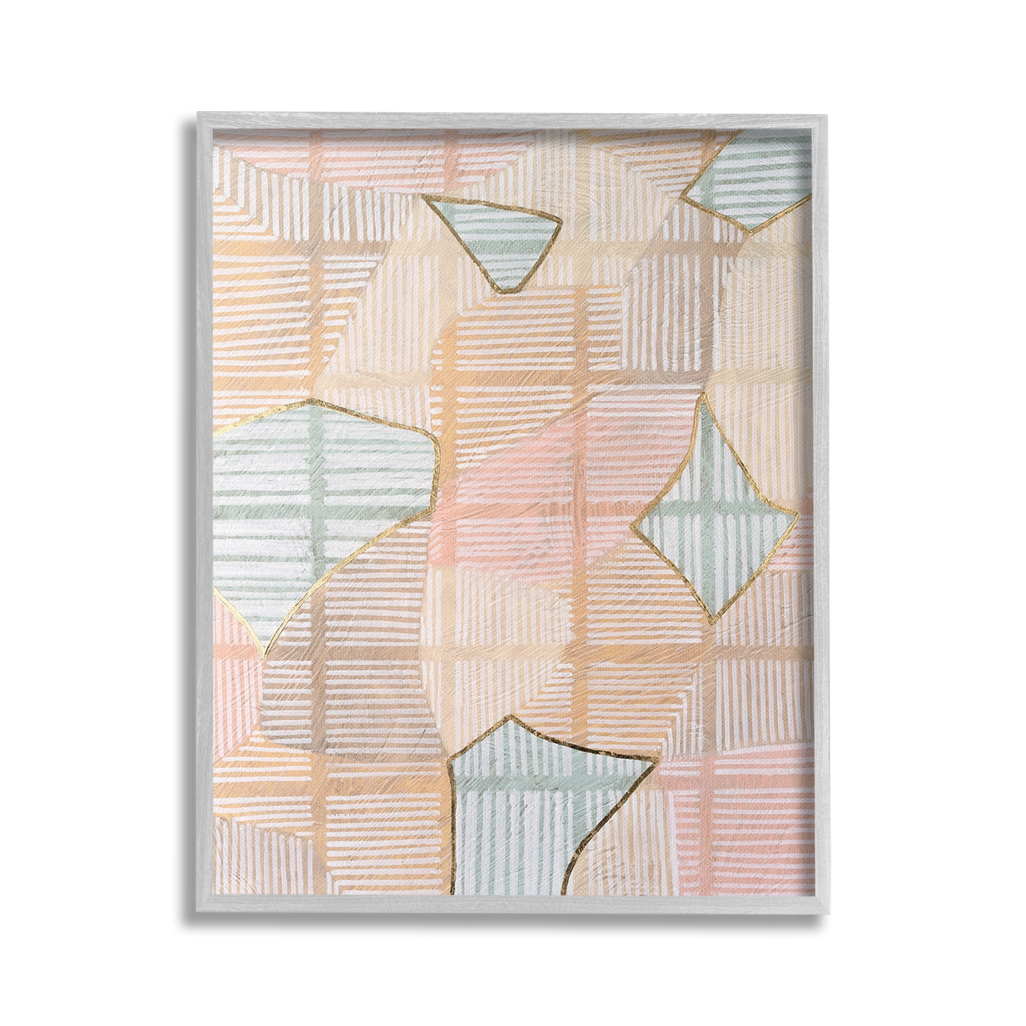 Stupell Industries Pastel Patterned Shapes Abstract Painting Gray Framed Art Print Wall Art, 24 x 30