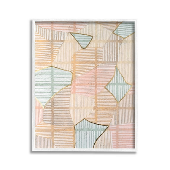 Stupell Industries Pastel Patterned Shapes Abstract Painting White Framed Art Print Wall Art, 11 x 14