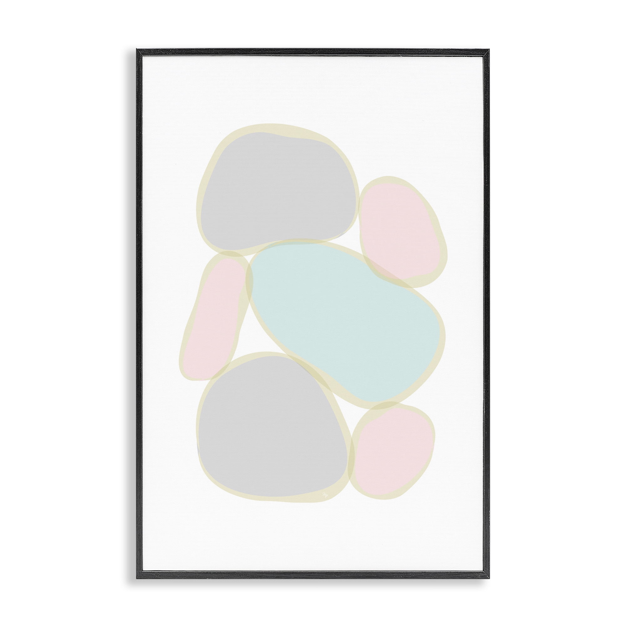 Stupell Industries Pastel Pebble Shapes Abstract Painting Black Framed Art Print Wall Art, 16 x 24