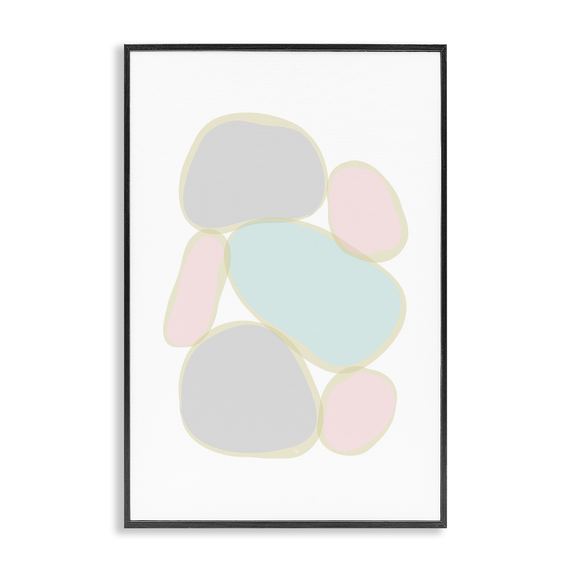 Stupell Industries Pastel Pebble Shapes Abstract Painting Black Framed Art Print Wall Art, 20 x 30
