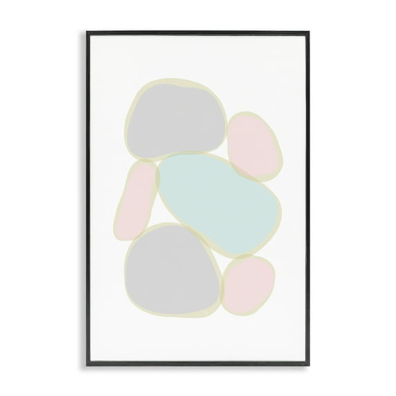 Stupell Industries Pastel Pebble Shapes Abstract Painting Black Framed Art Print Wall Art, 20 x 30