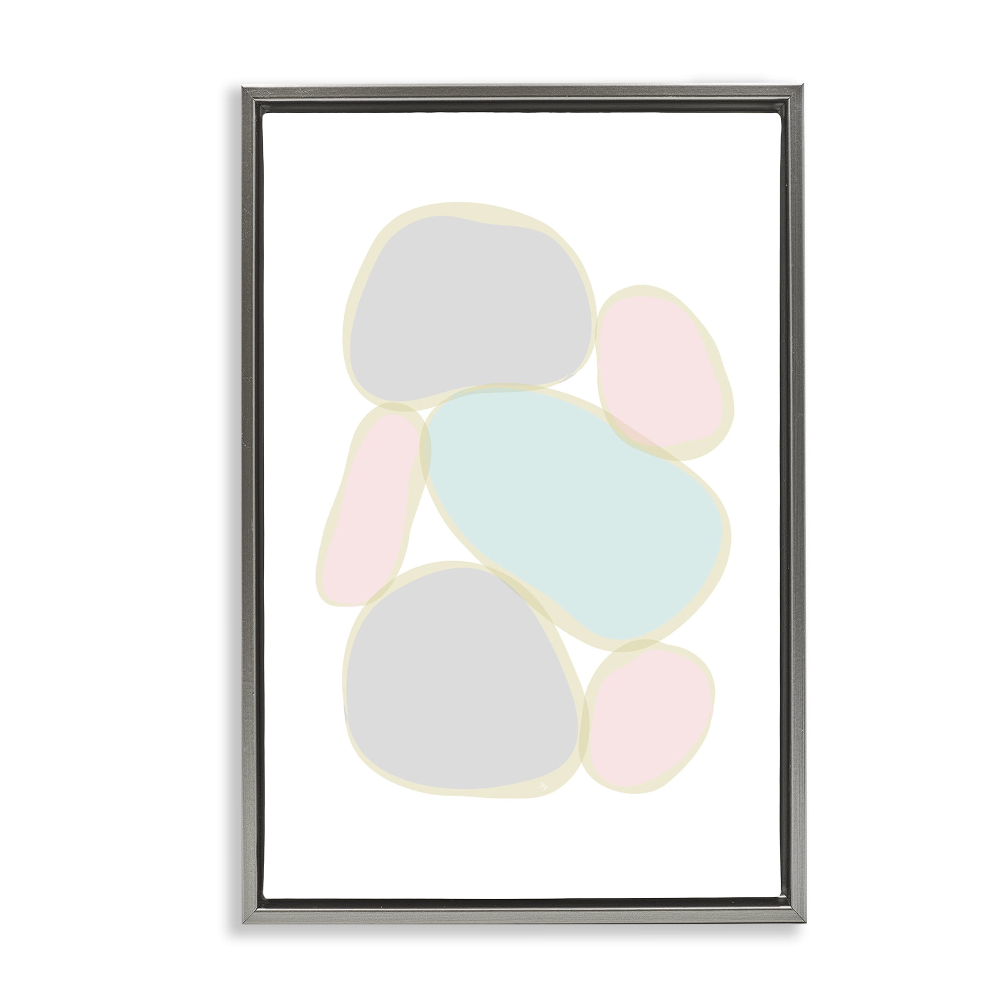 Stupell Industries Pastel Pebble Shapes Abstract Painting Gray Floater Framed Canvas Art Print Wall Art, 17 x 25