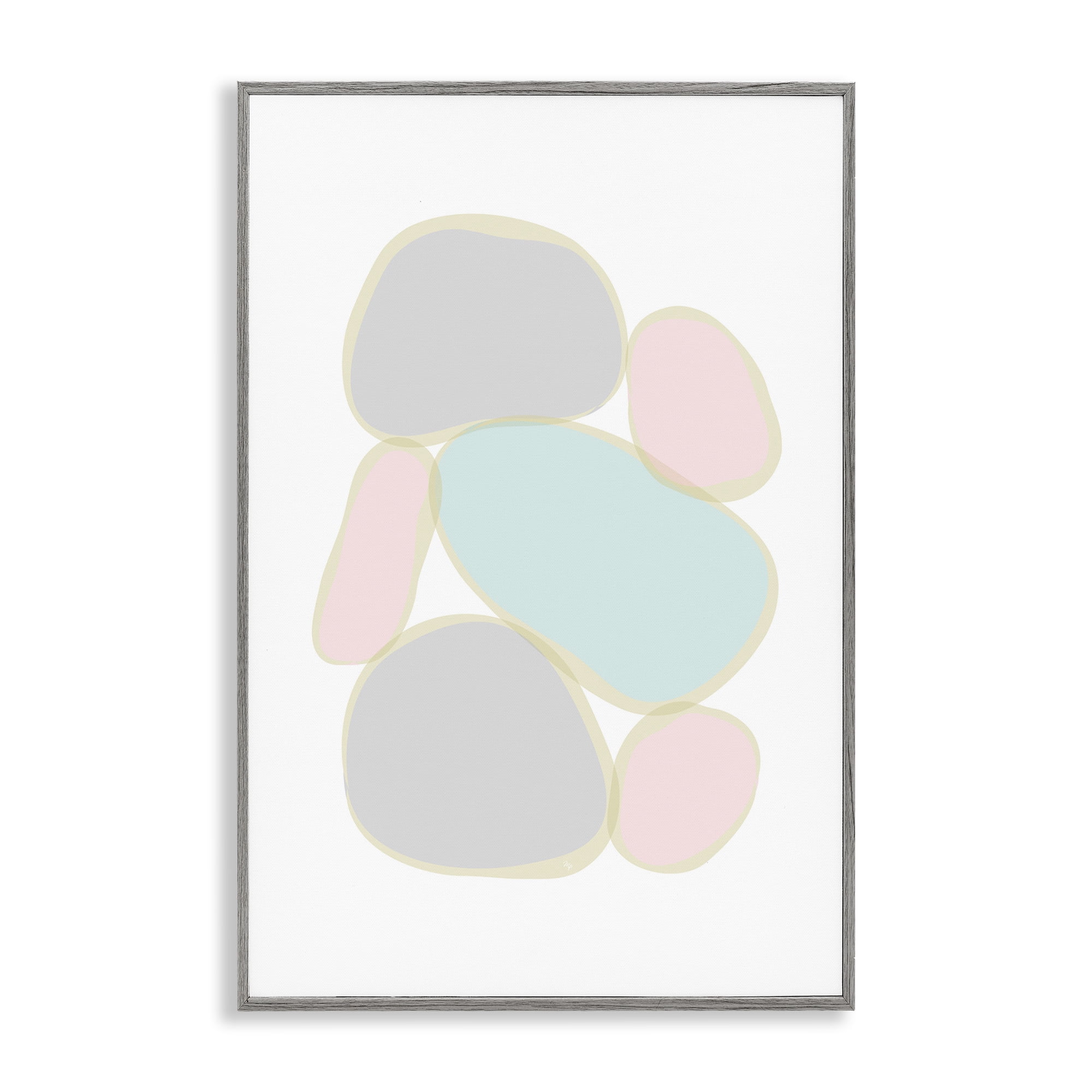 Stupell Industries Pastel Pebble Shapes Abstract Painting Gray Framed Art Print Wall Art, 20 x 30