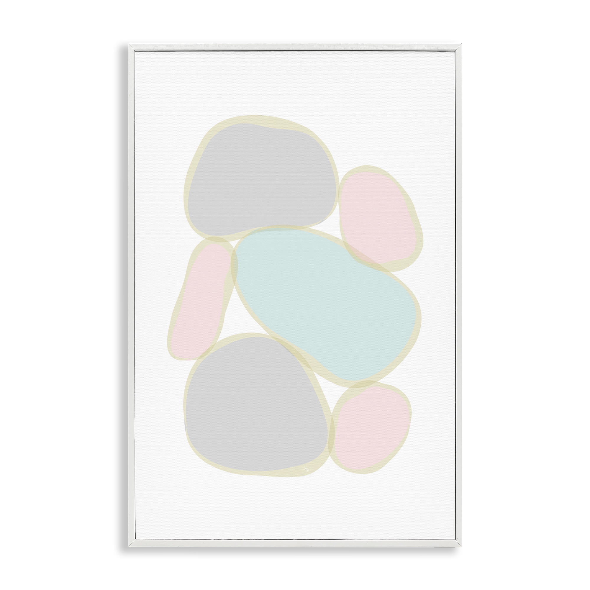 Stupell Industries Pastel Pebble Shapes Abstract Painting White Framed Art Print Wall Art, 16 x 24