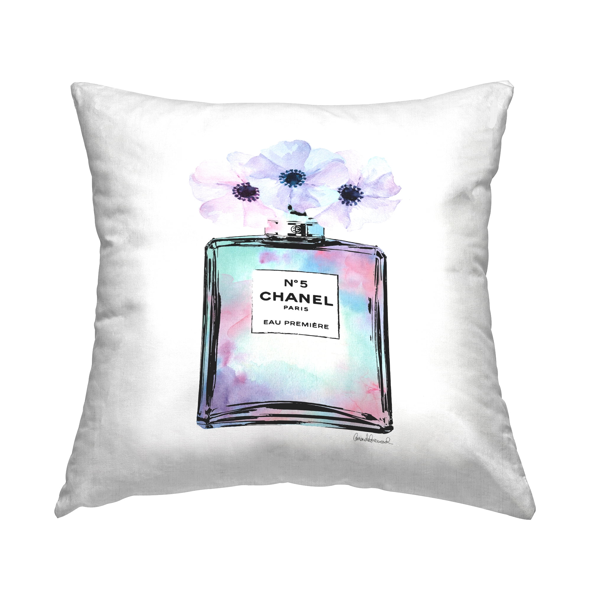 Stupell Industries Pastel Perfume Bottle Floral Pastel Square Decorative Printed Throw Pillow, 18 x 18,