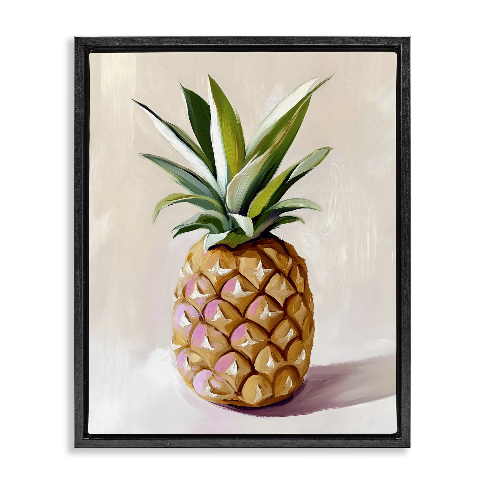 Stupell Industries Pastel Pineapple Tropical Fruit Black Framed Floater Canvas Wall Art, design by The Prints Vibe