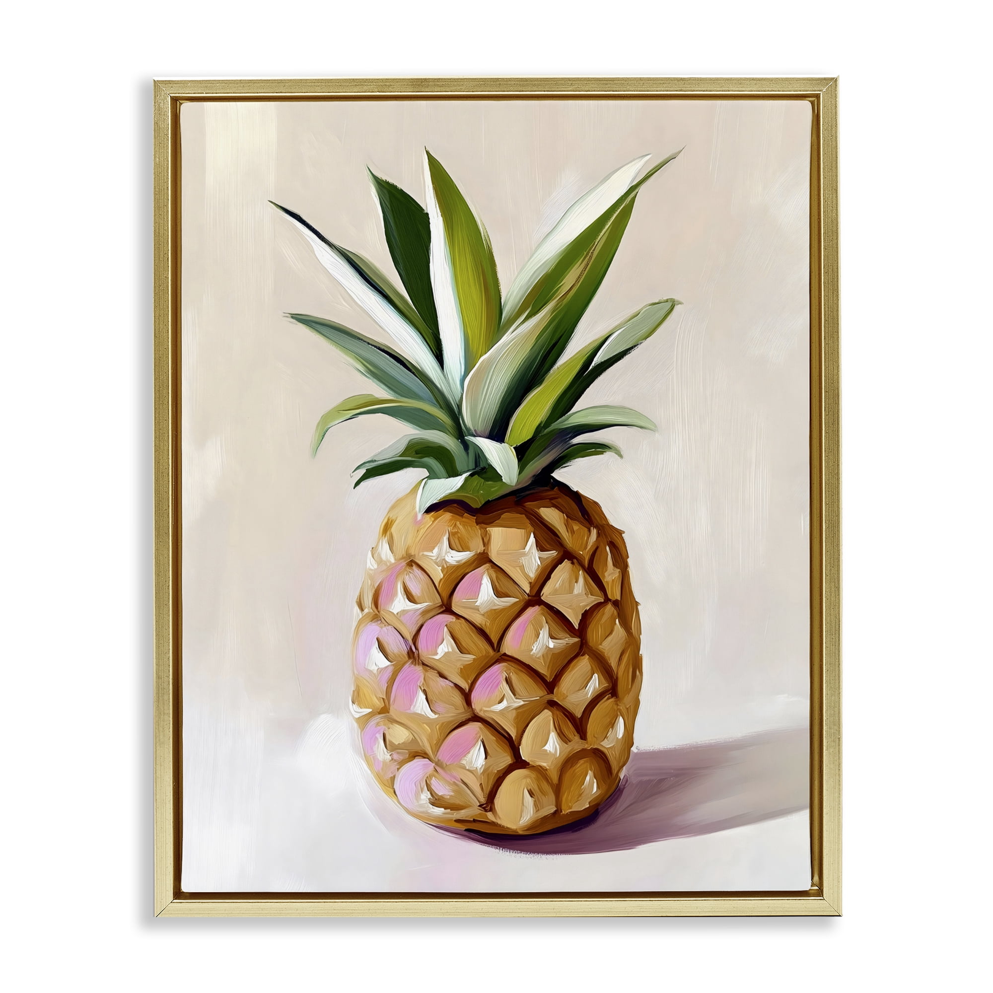 Stupell Industries Pastel Pineapple Tropical Fruit Gold Framed Floater Canvas Wall Art, design by The Prints Vibe